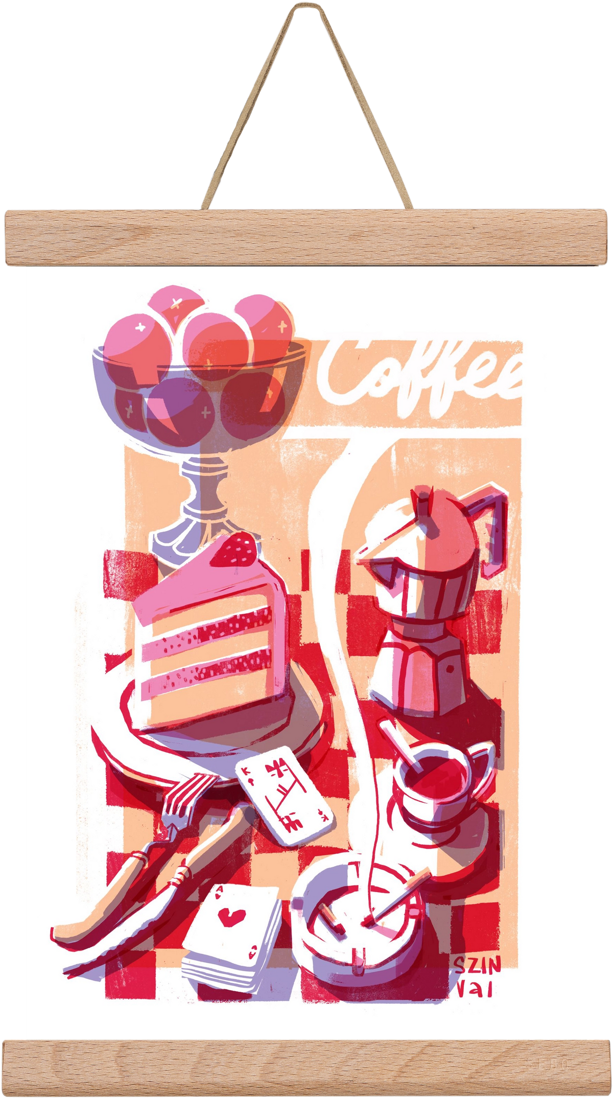 Coffee and cake and cigarettes , 20x30 cm (20x30 cm), Tölgy akasztó