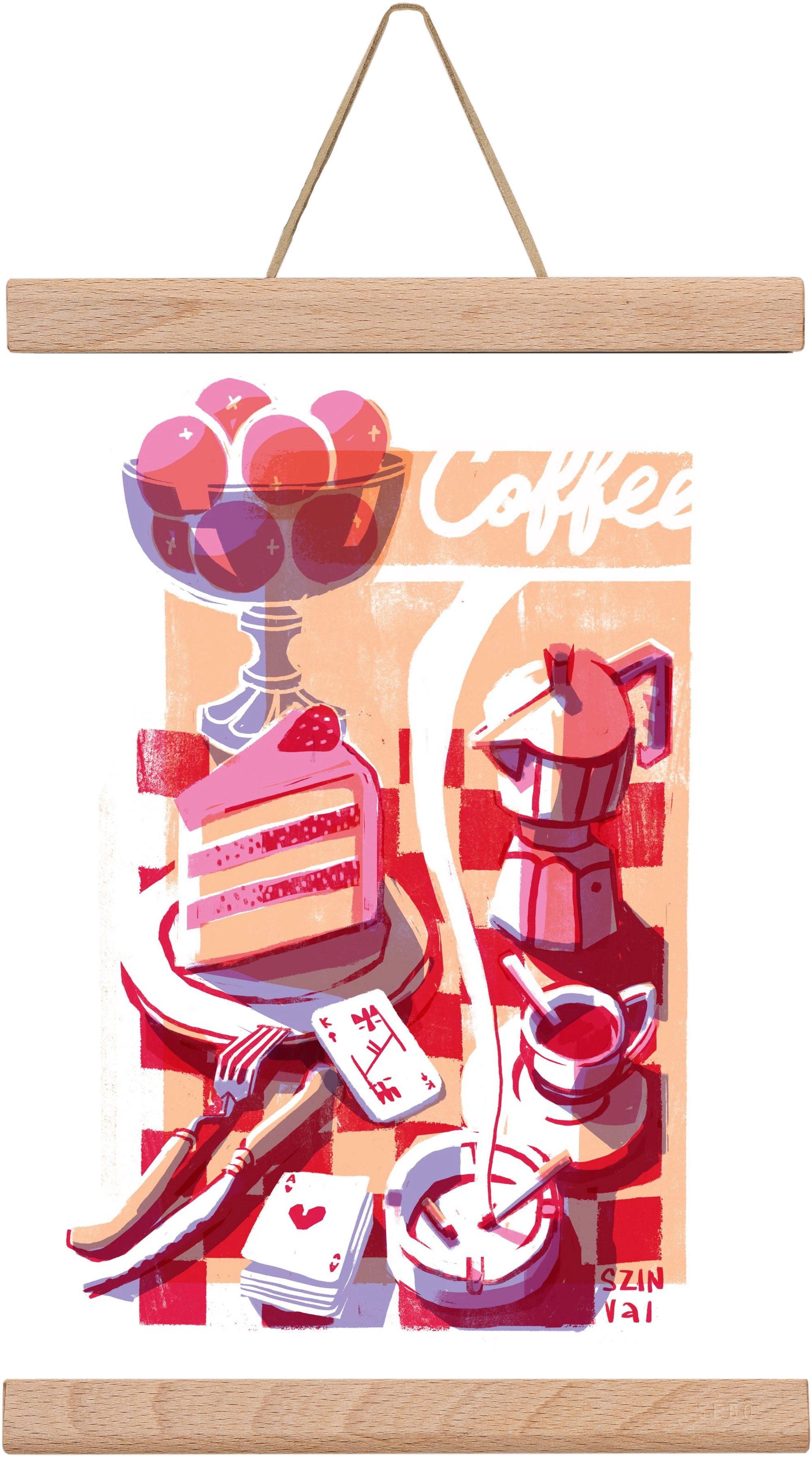 Coffee and cake and cigarettes , 20x30 cm (20x30 cm), Tölgy akasztó