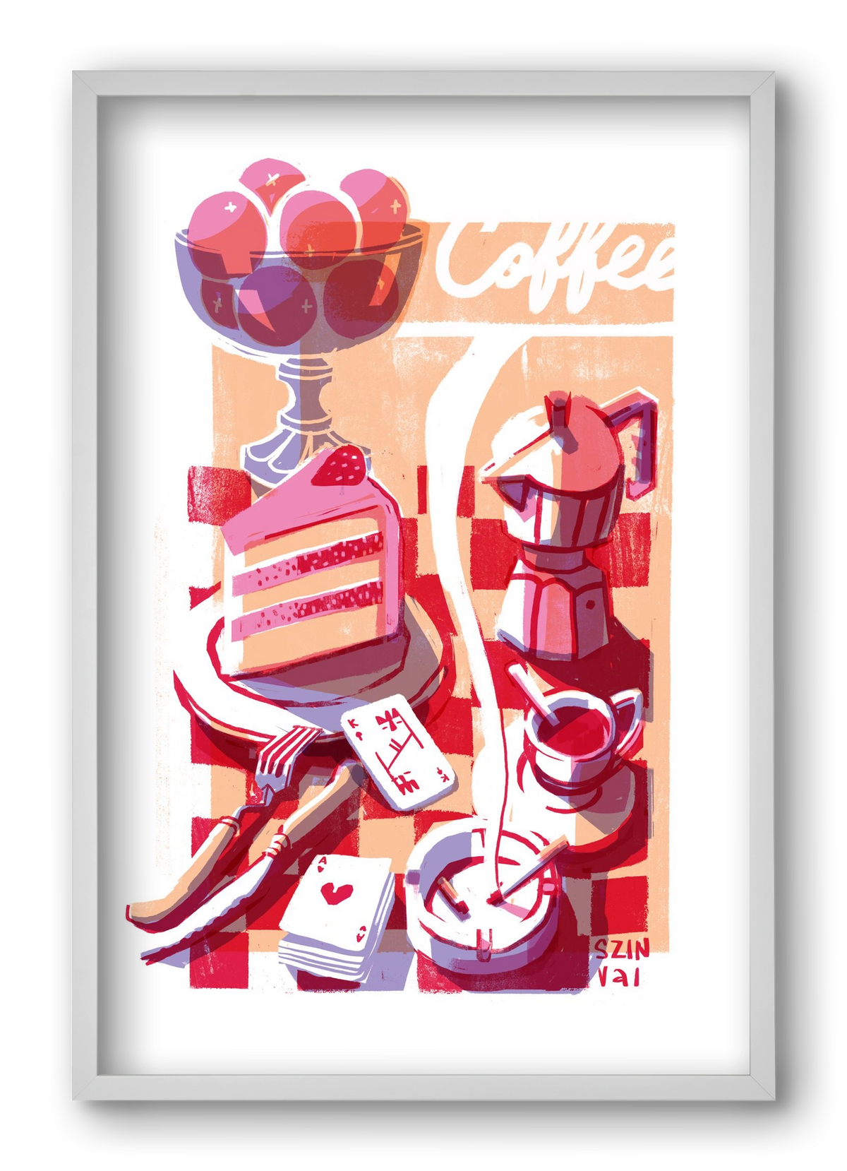 Coffee and cake and cigarettes , 40x60 cm (40x60 cm), Fehér keret