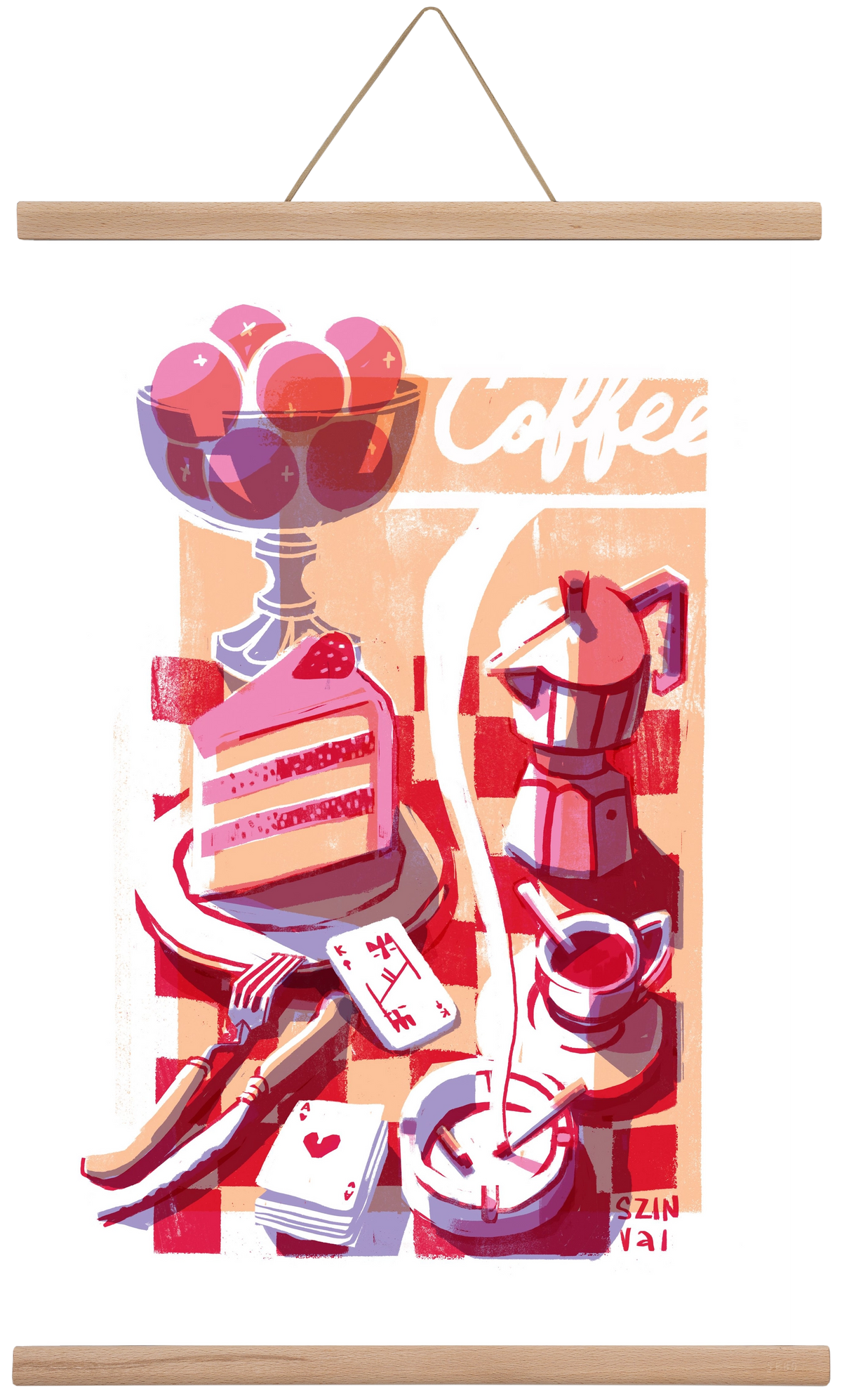 Coffee and cake and cigarettes , 40x60 cm (40x60 cm), Tölgy akasztó