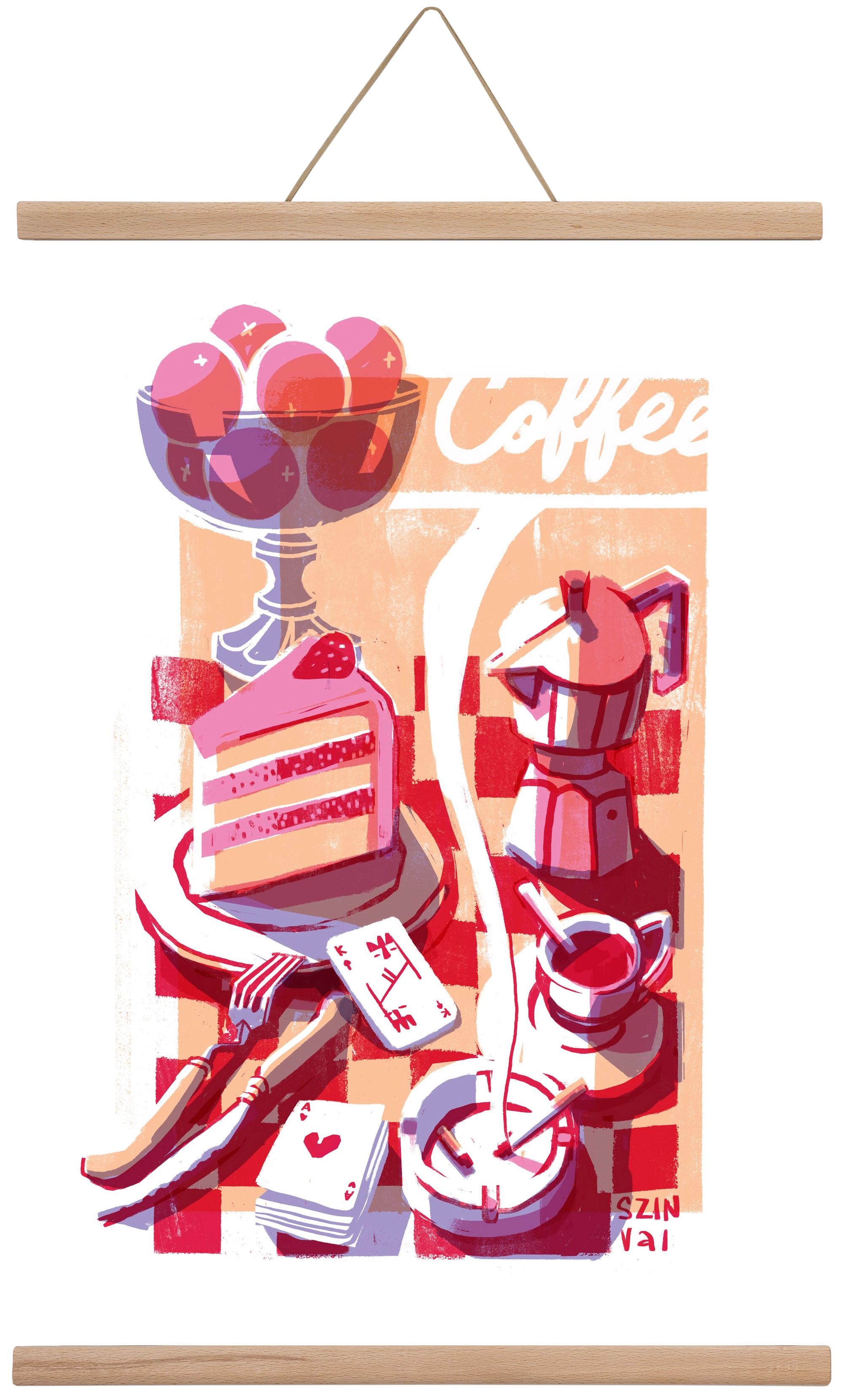 Coffee and cake and cigarettes , 40x60 cm (40x60 cm), Tölgy akasztó