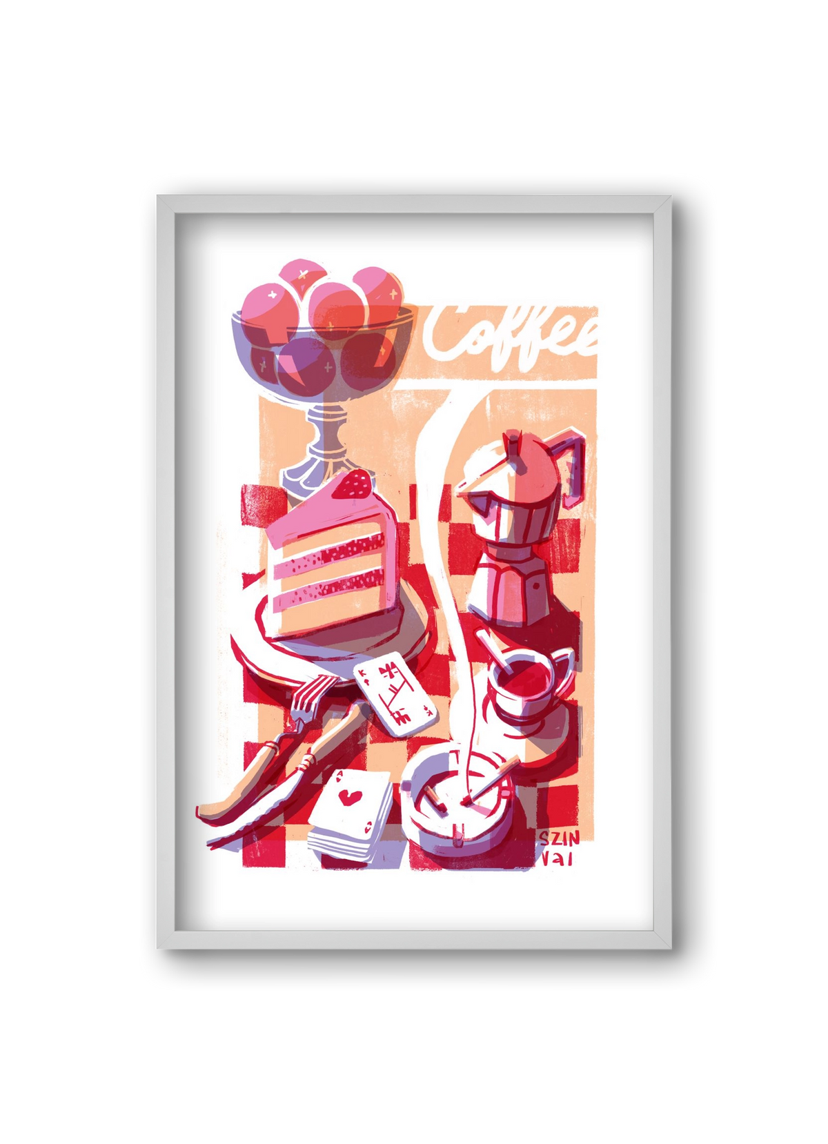 Coffee and cake and cigarettes , 20x30 cm (20x30 cm), Fehér keret