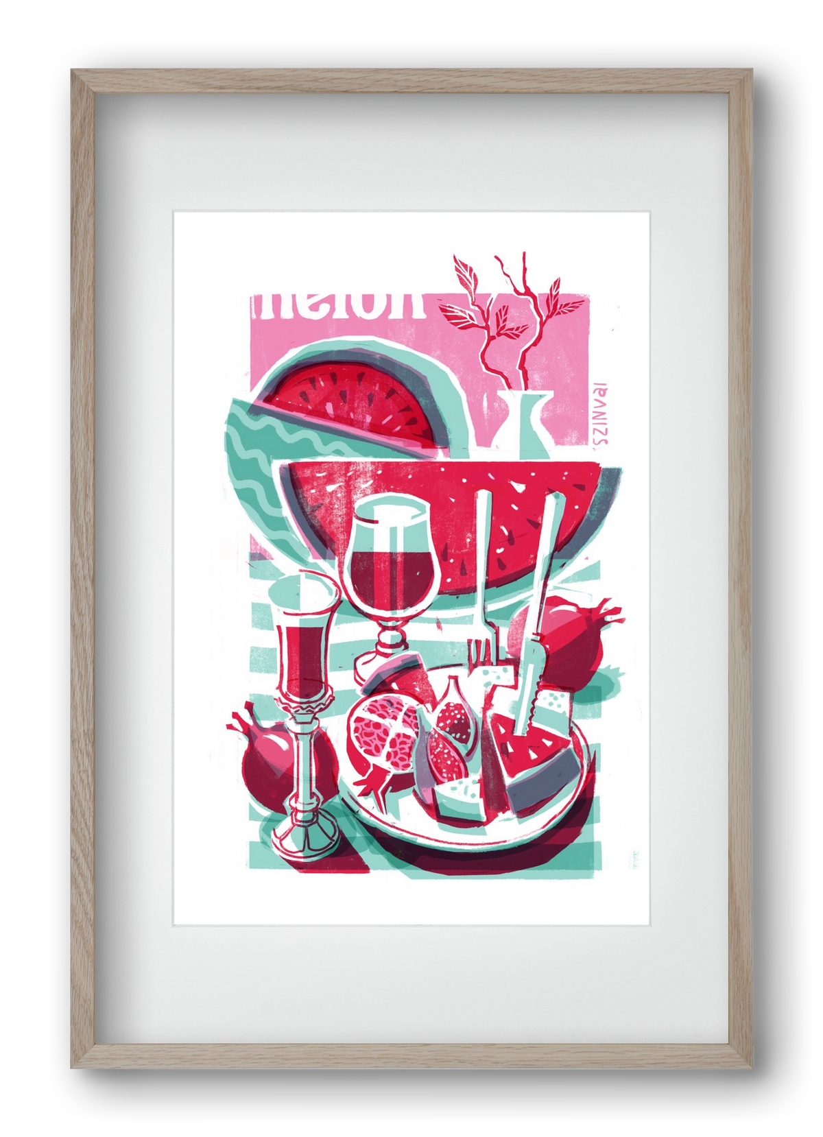 Watermelon, 40x60 cm (30x45 cm), Tölgy keret, paszpartuval