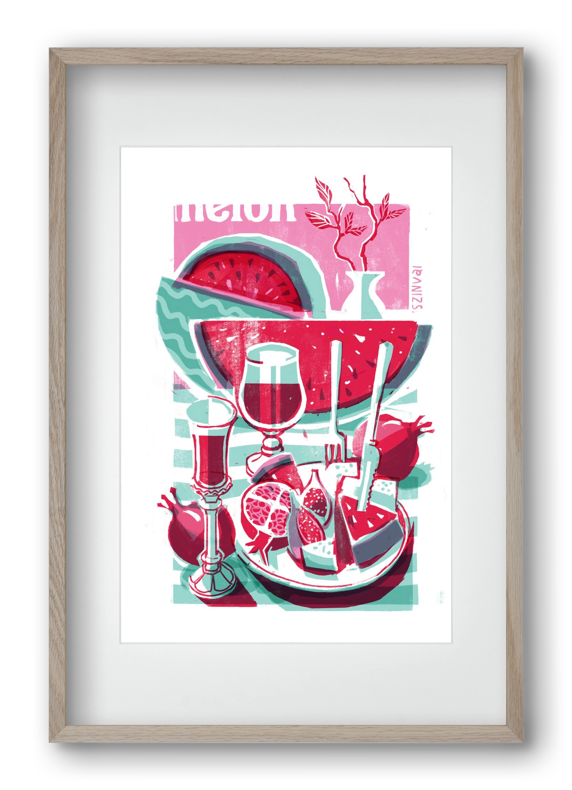 Watermelon, 40x60 cm (30x45 cm), Tölgy keret, paszpartuval