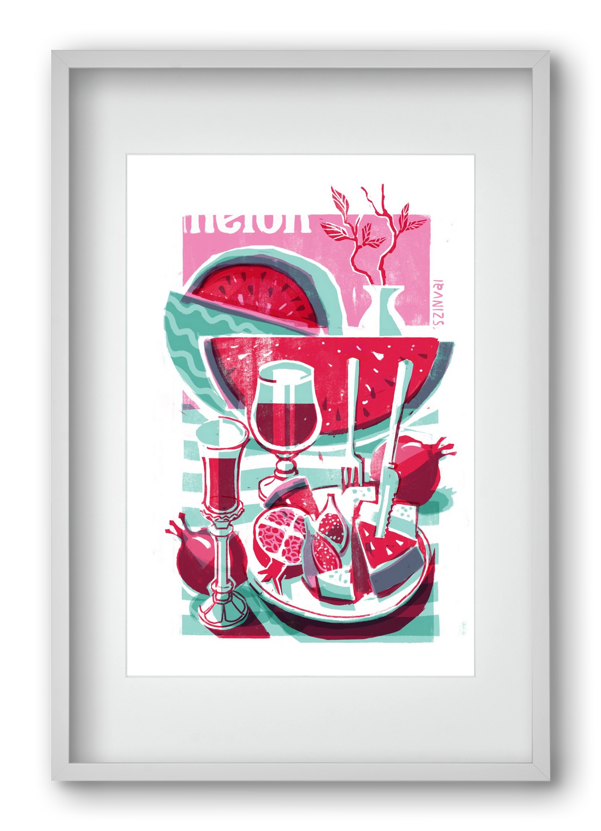 Watermelon, 40x60 cm (30x45 cm), Fehér keret, paszpartuval