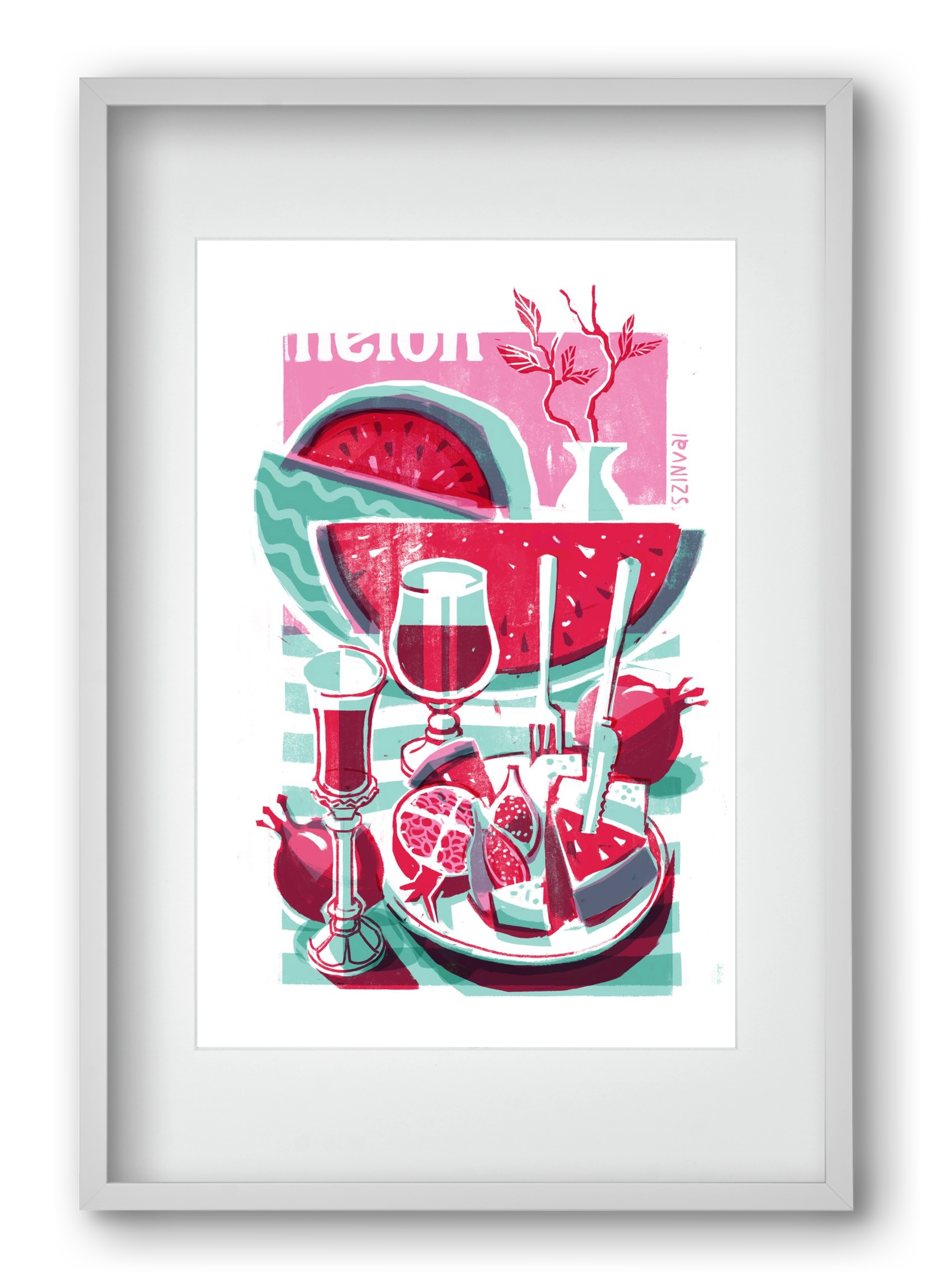 Watermelon, 40x60 cm (30x45 cm), Fehér keret, paszpartuval