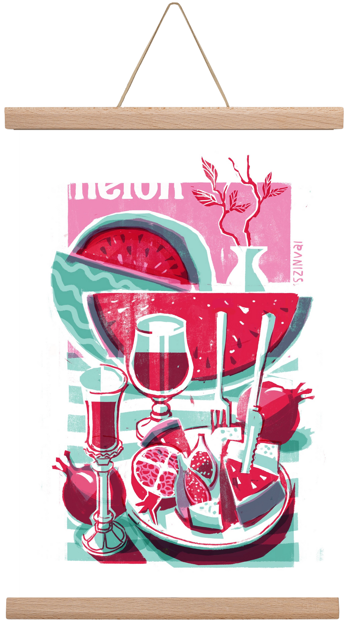 Watermelon, 30x45 cm (30x45 cm), Tölgy akasztó