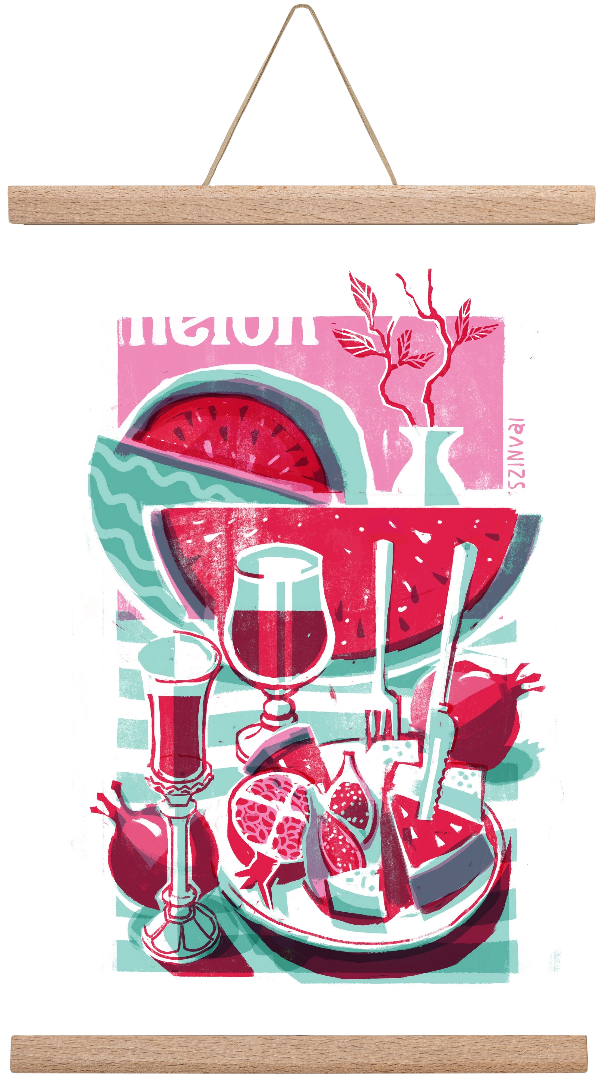 Watermelon, 30x45 cm (30x45 cm), Tölgy akasztó