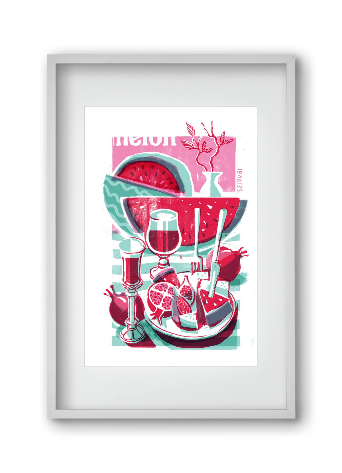 Watermelon, 30x45 cm (20x30 cm), Fehér keret, paszpartuval