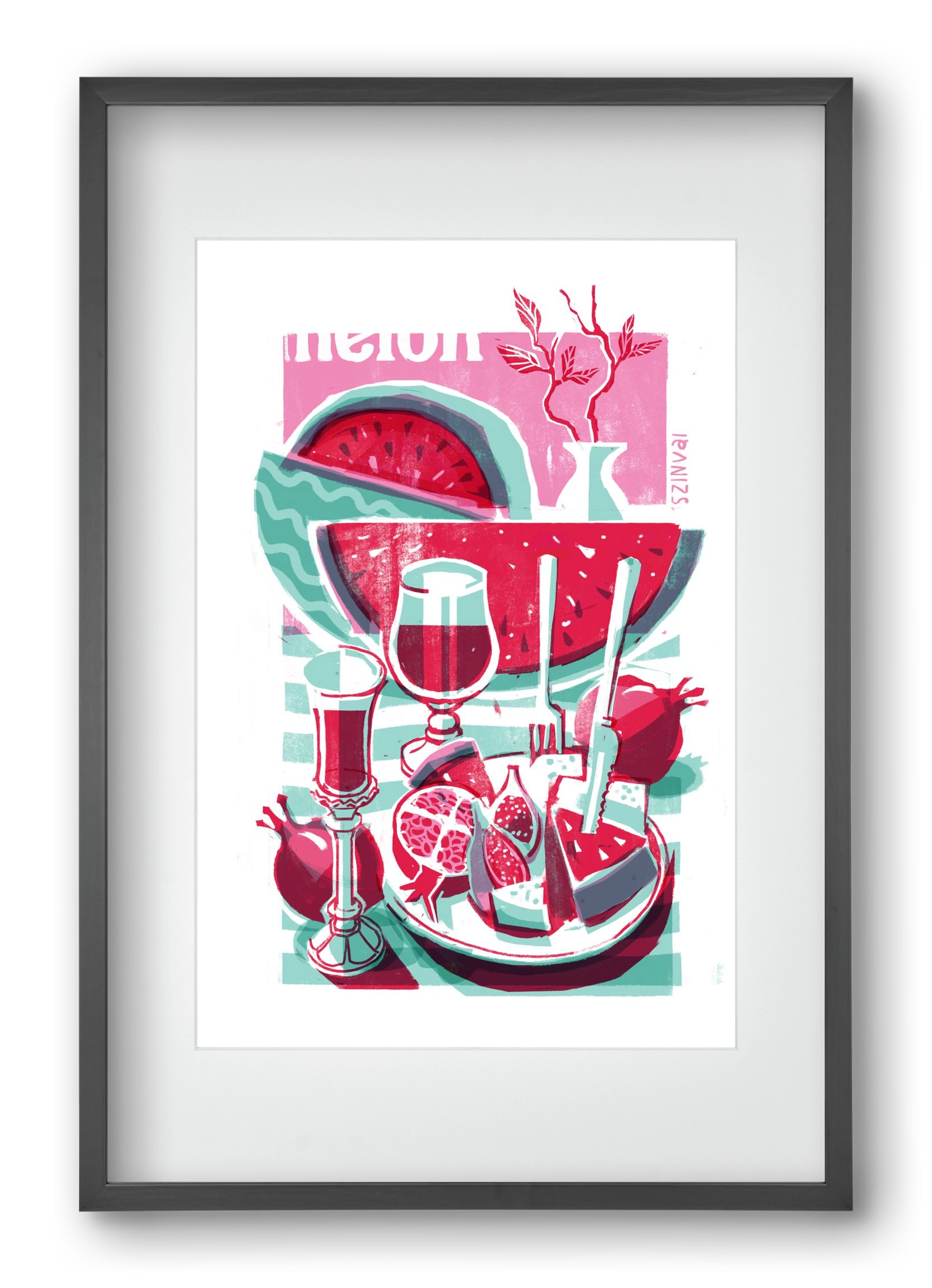 Watermelon, 40x60 cm (30x45 cm), Fekete keret, paszpartuval