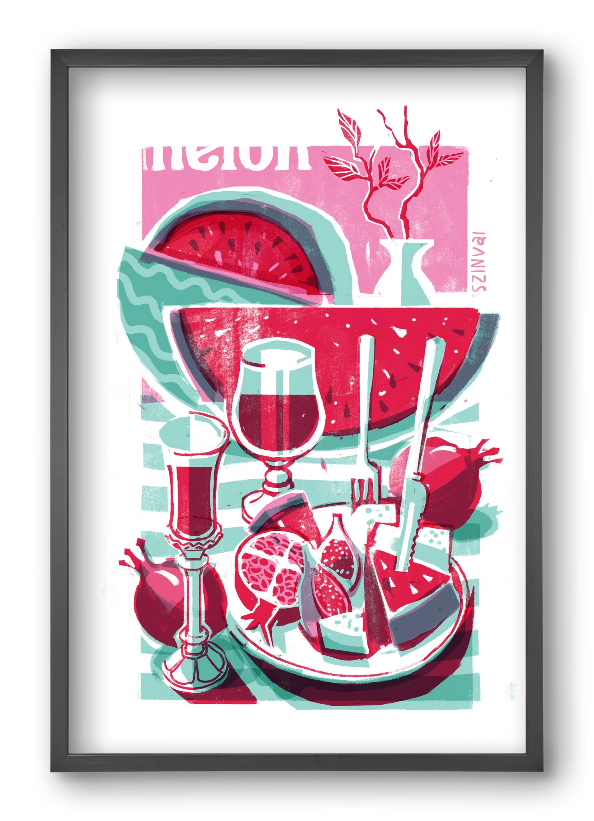 Watermelon, 40x60 cm (40x60 cm), Fekete keret