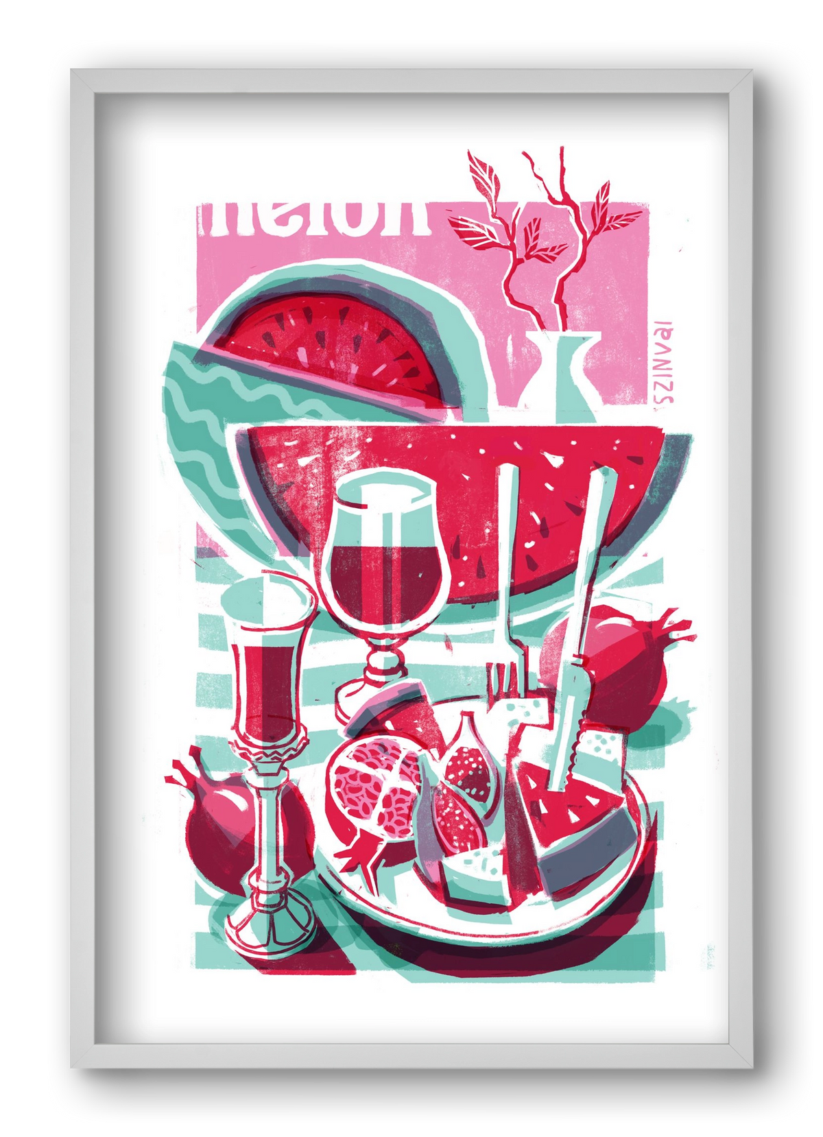 Watermelon, 40x60 cm (40x60 cm), Fehér keret