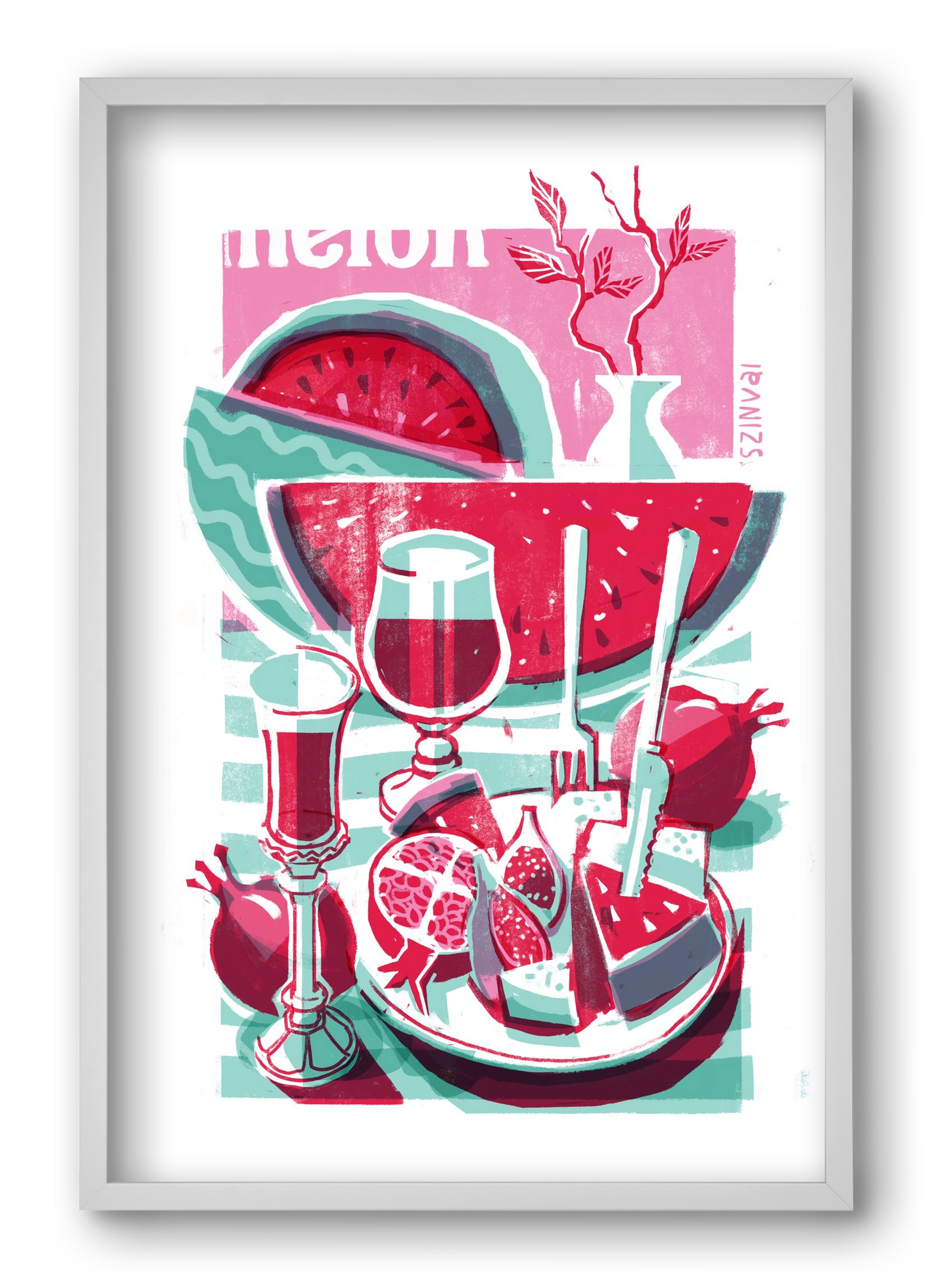 Watermelon, 40x60 cm (40x60 cm), Fehér keret