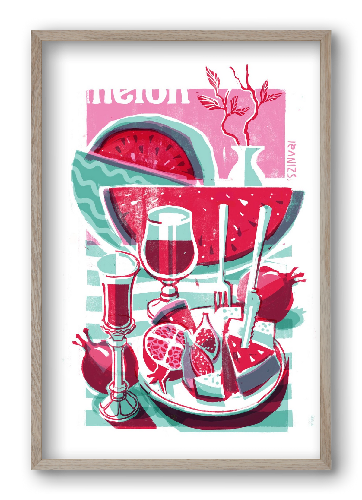 Watermelon, 40x60 cm (40x60 cm), Tölgy keret