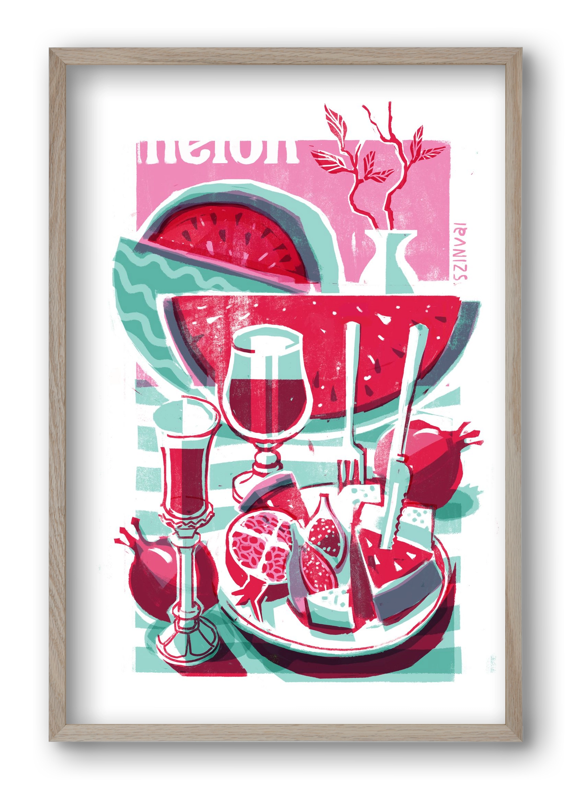 Watermelon, 40x60 cm (40x60 cm), Tölgy keret