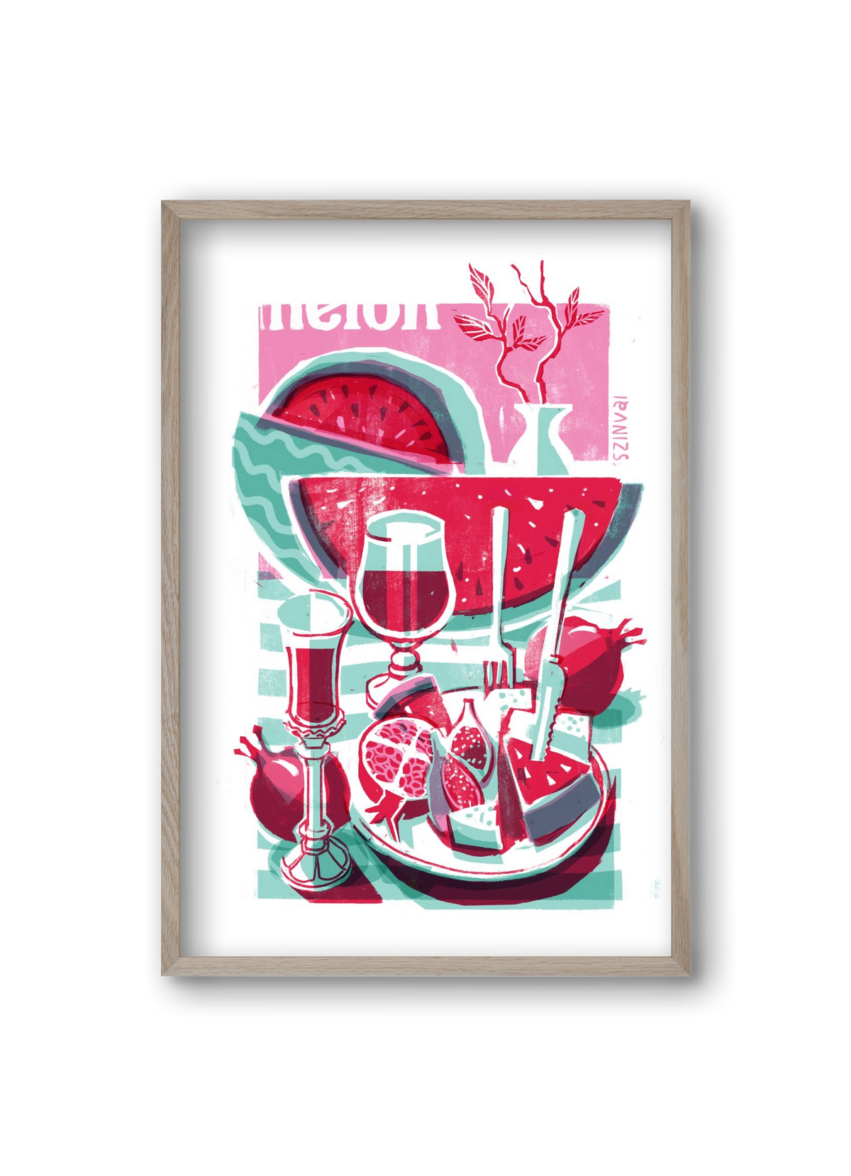 Watermelon, 20x30 cm (20x30 cm), Tölgy keret