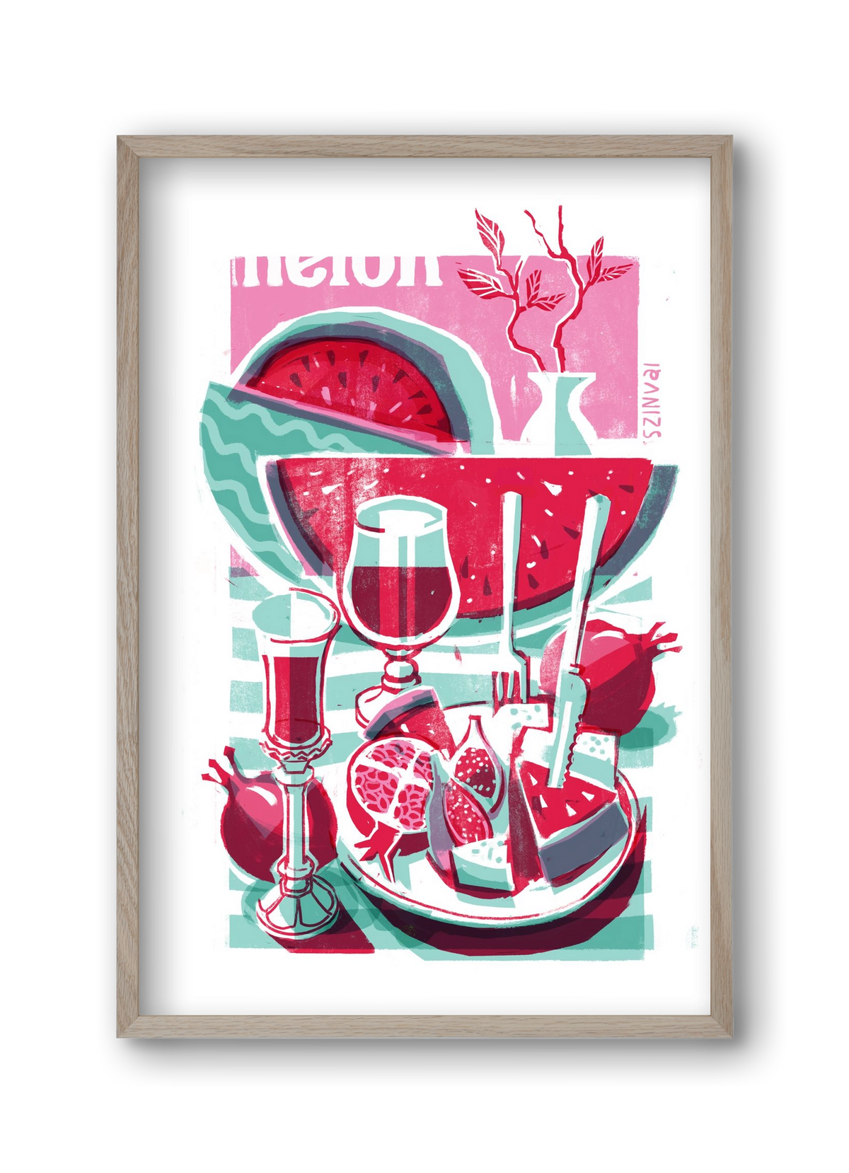 Watermelon, 30x45 cm (30x45 cm), Tölgy keret