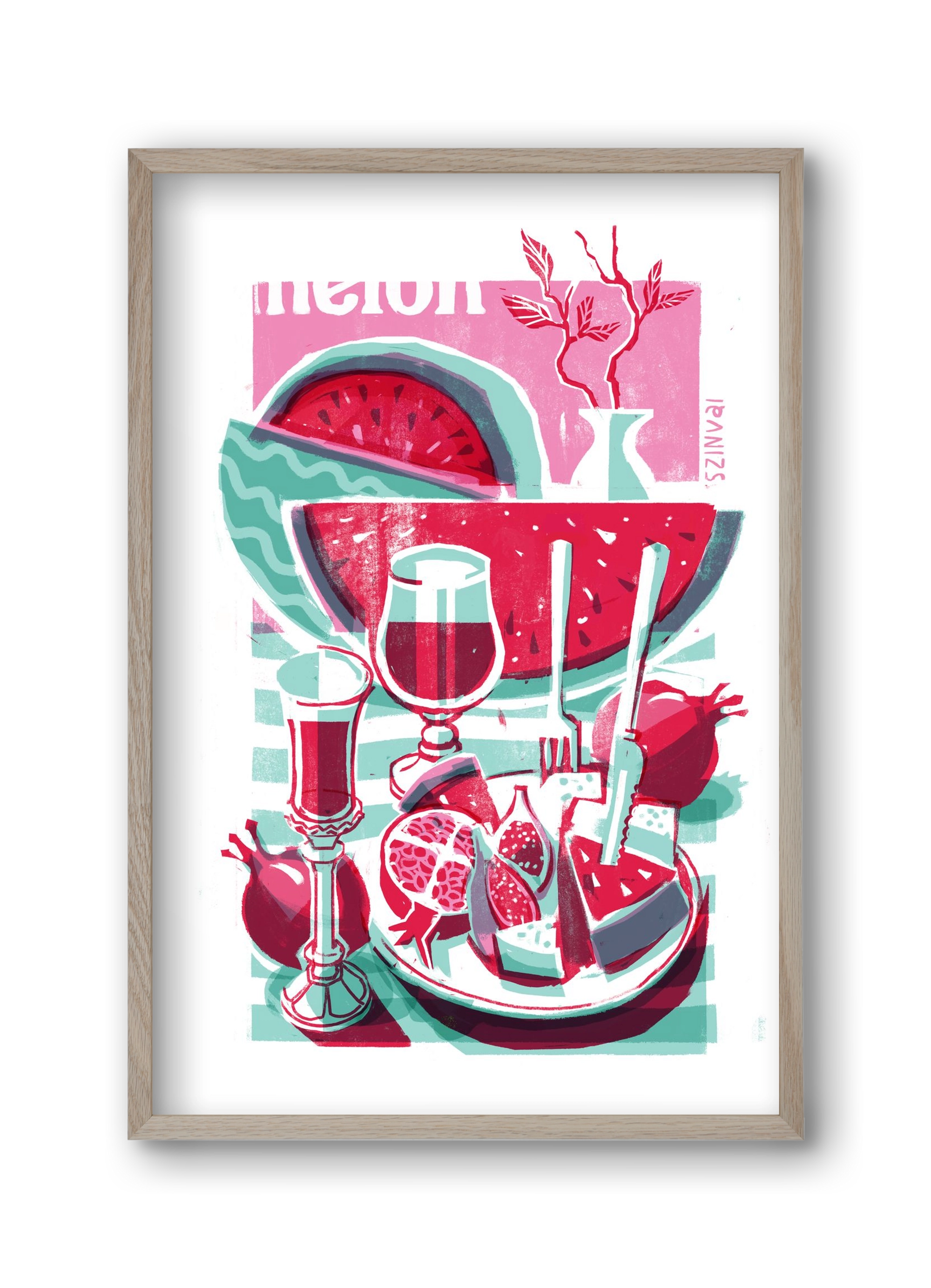 Watermelon, 30x45 cm (30x45 cm), Tölgy keret