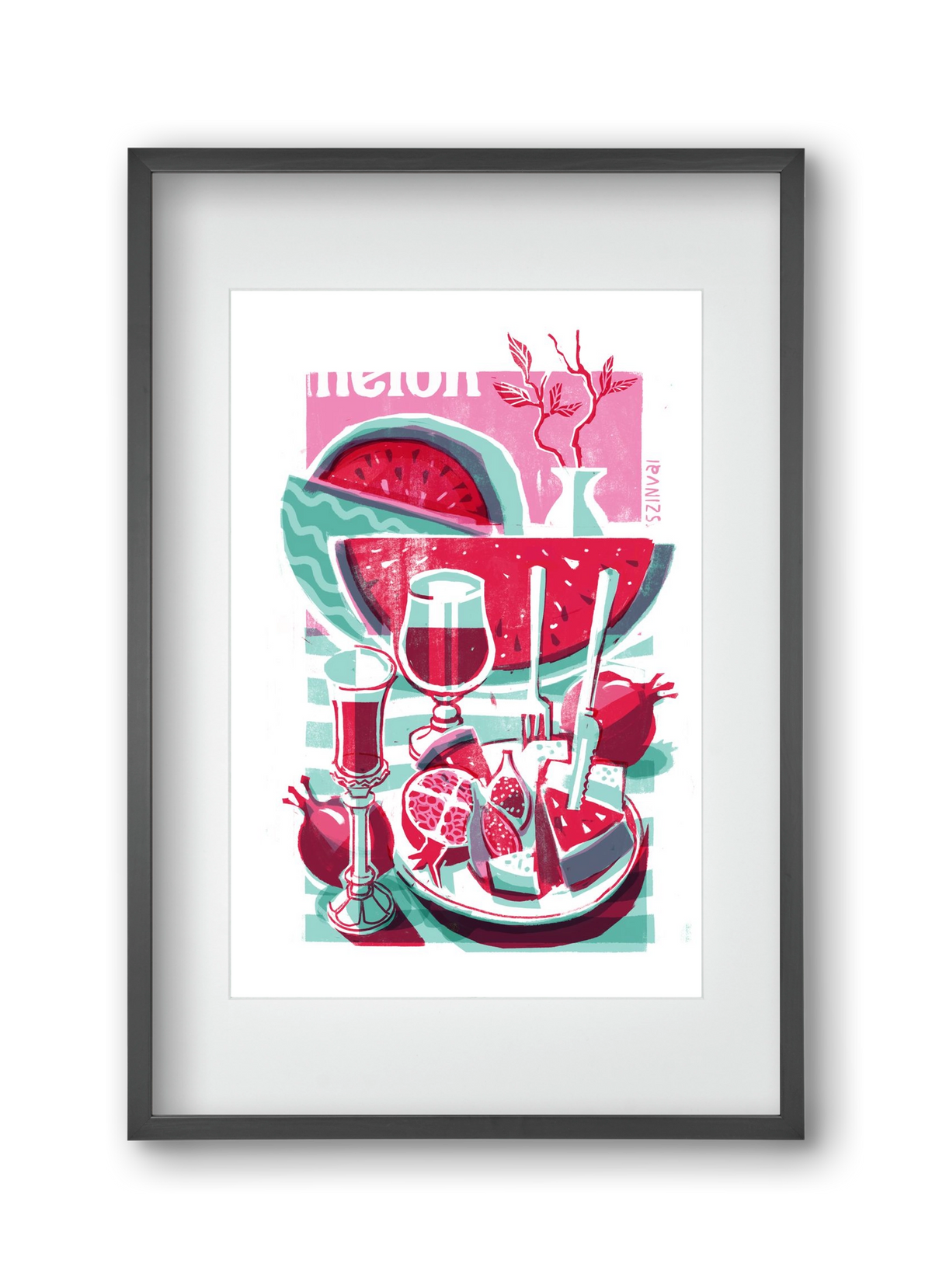 Watermelon, 30x45 cm (20x30 cm), Fekete keret, paszpartuval