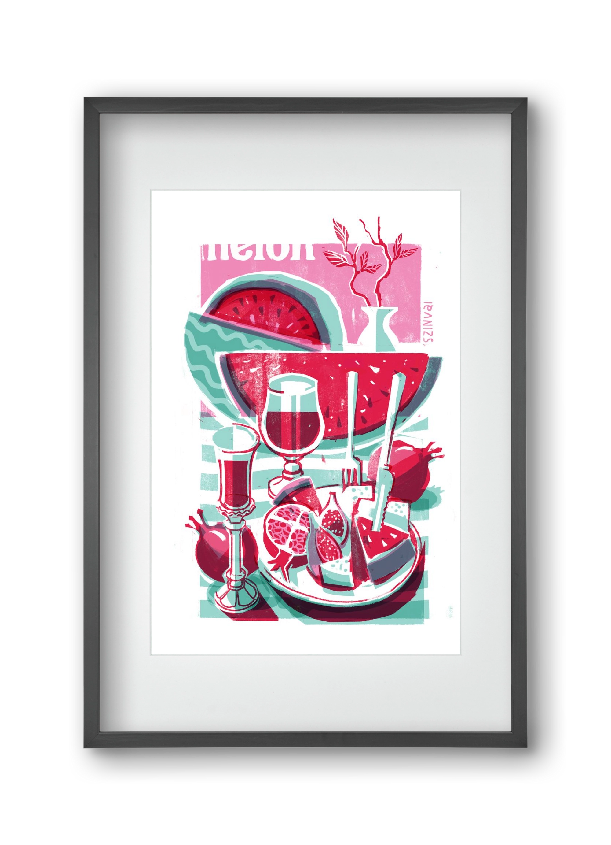 Watermelon, 30x45 cm (20x30 cm), Fekete keret, paszpartuval