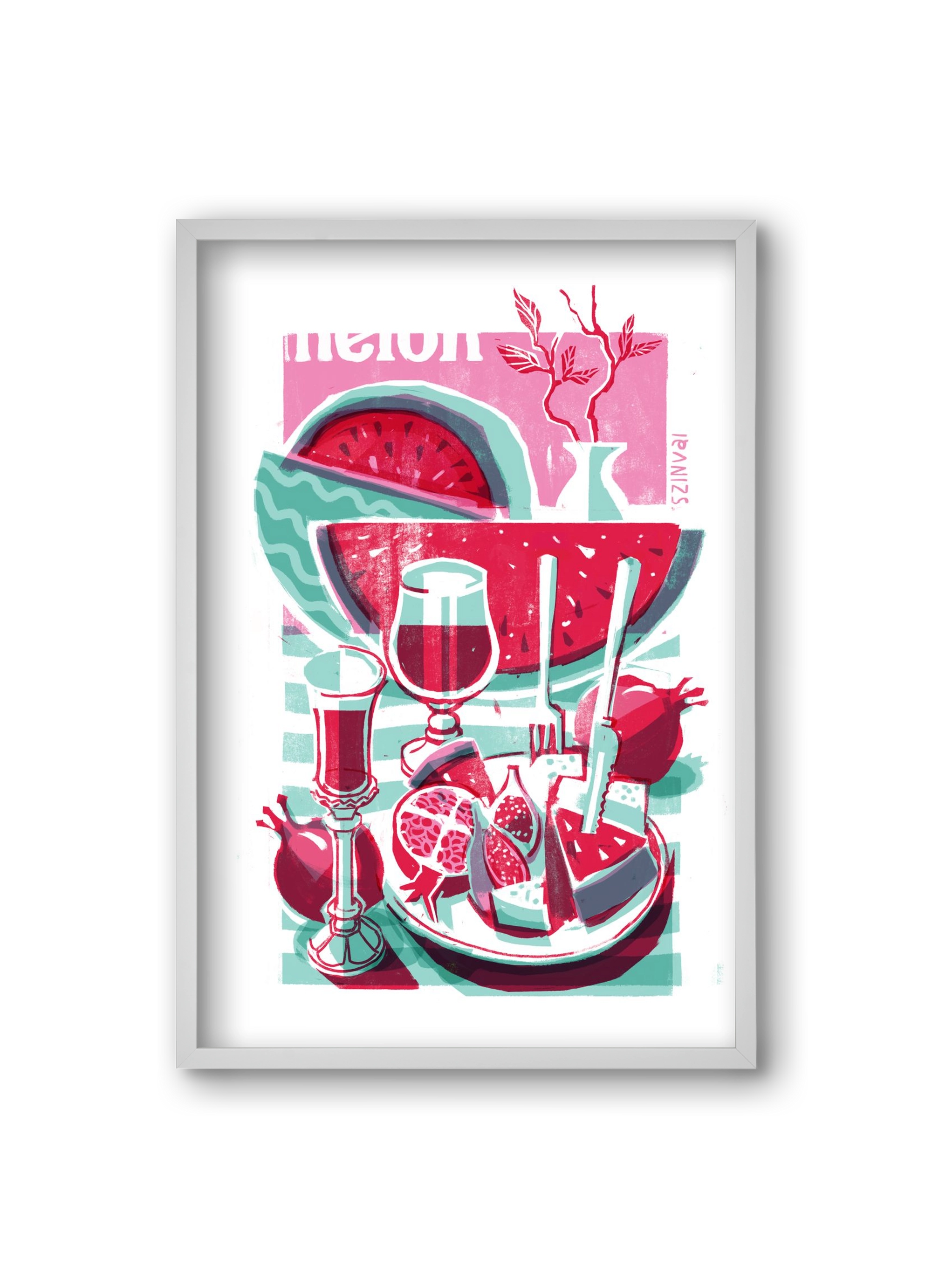 Watermelon, 20x30 cm (20x30 cm), Fehér keret