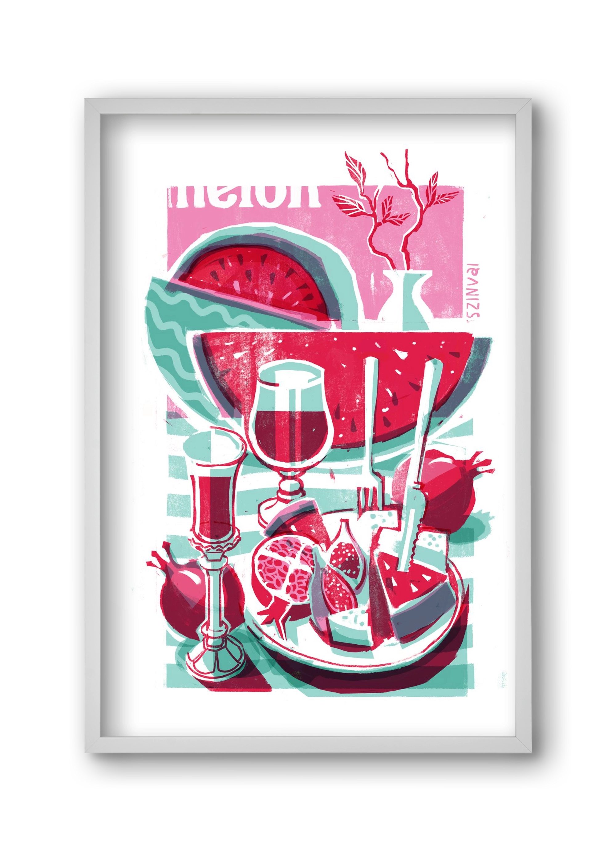 Watermelon, 30x45 cm (30x45 cm), Fehér keret