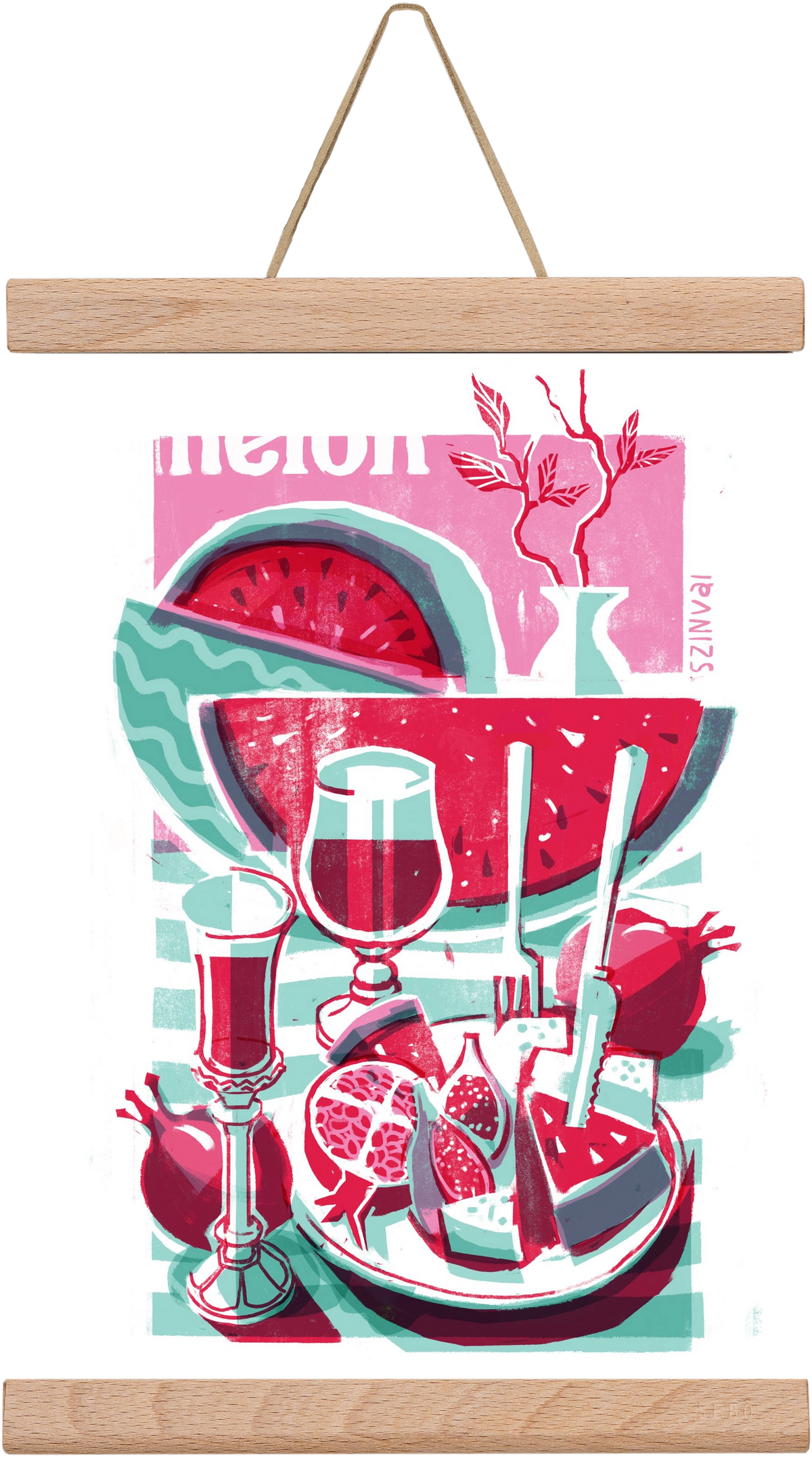 Watermelon, 20x30 cm (20x30 cm), Tölgy akasztó