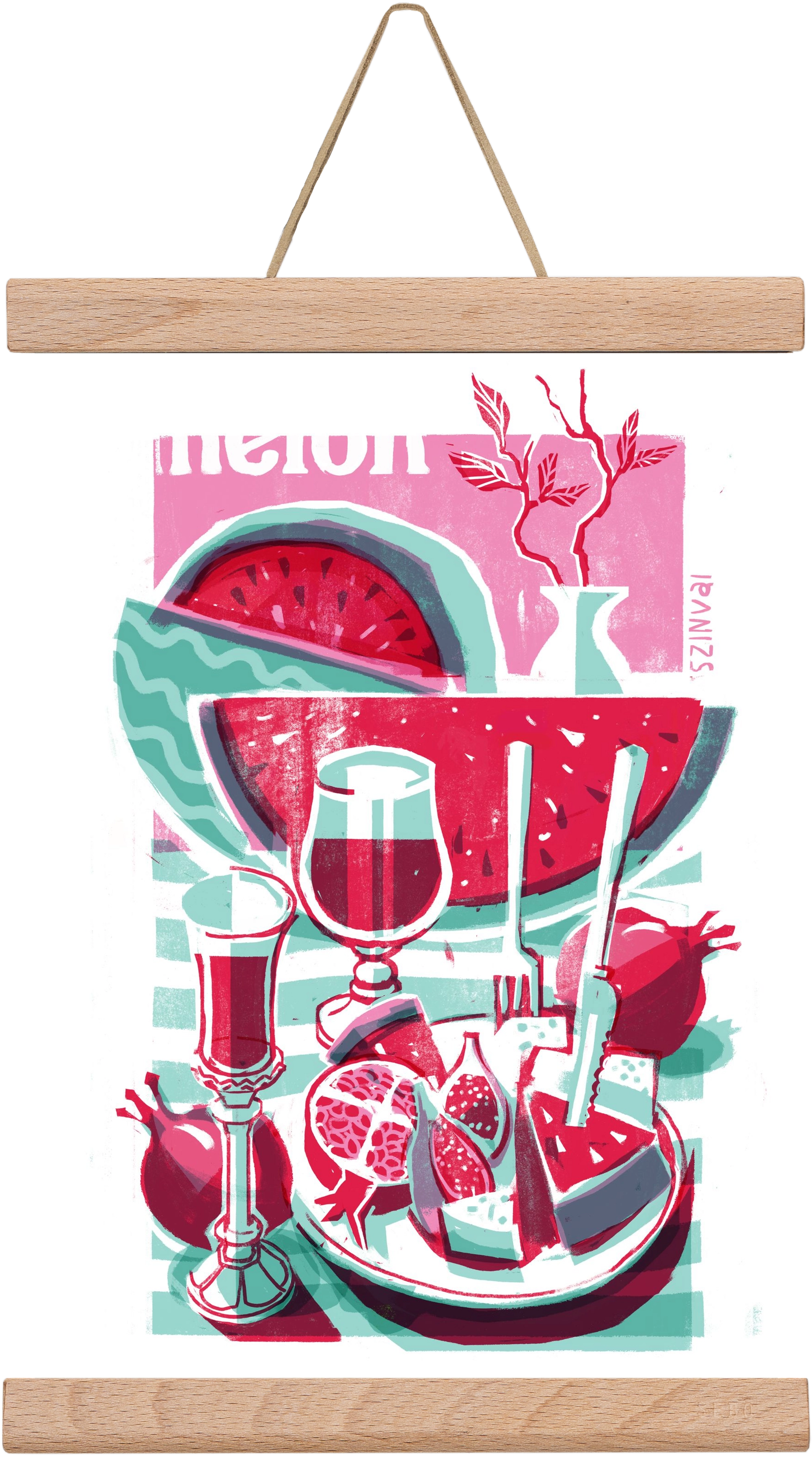 Watermelon, 20x30 cm (20x30 cm), Tölgy akasztó