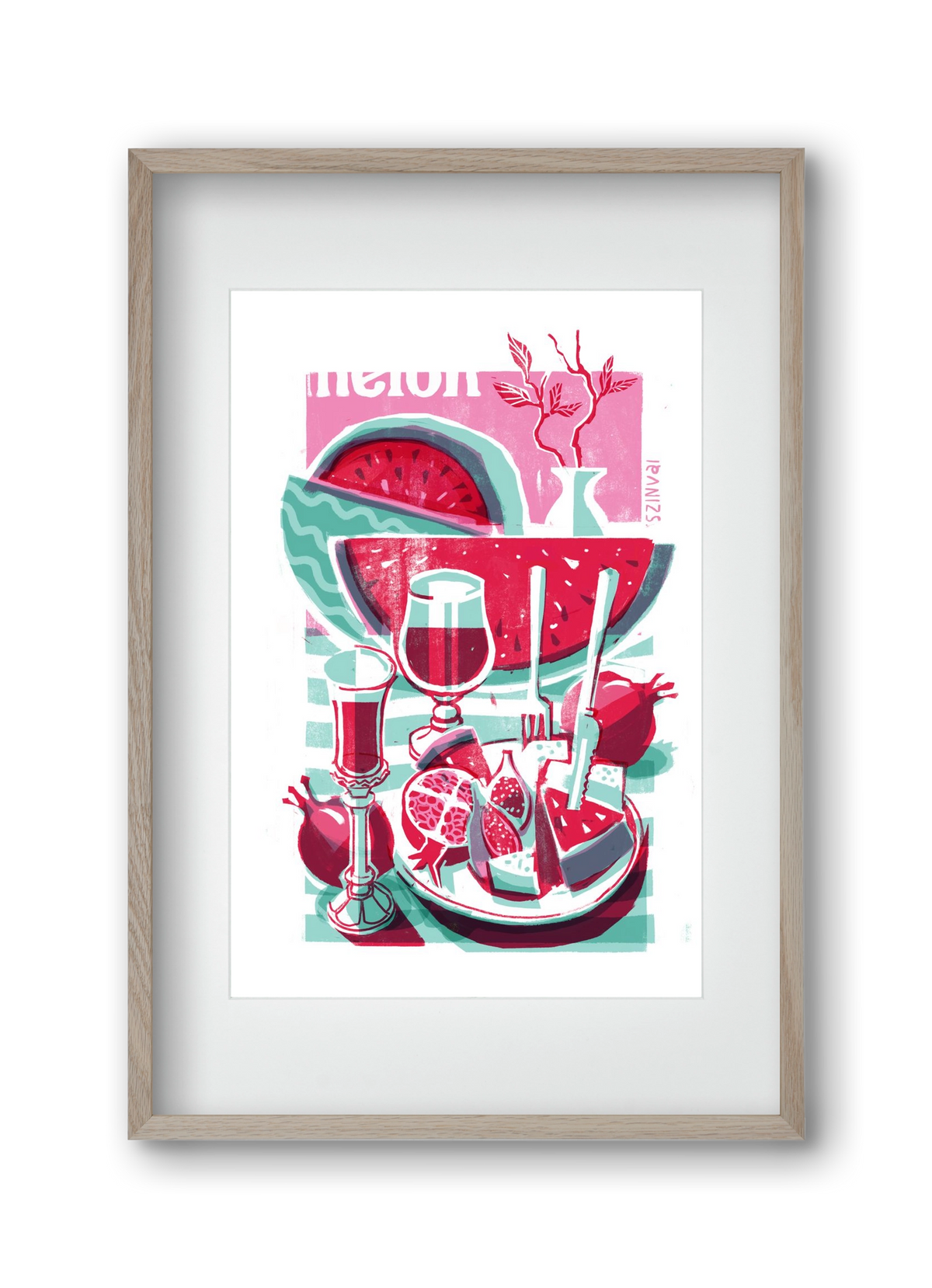 Watermelon, 30x45 cm (20x30 cm), Tölgy keret, paszpartuval