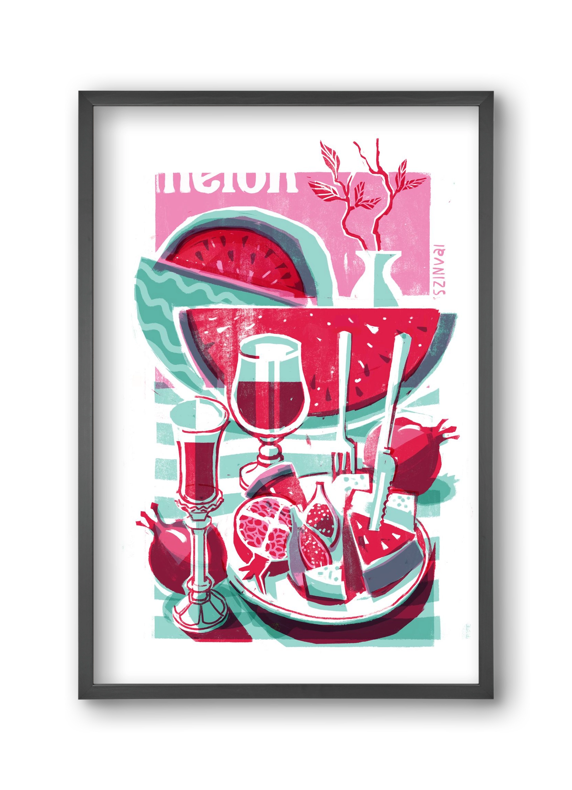 Watermelon, 30x45 cm (30x45 cm), Fekete keret