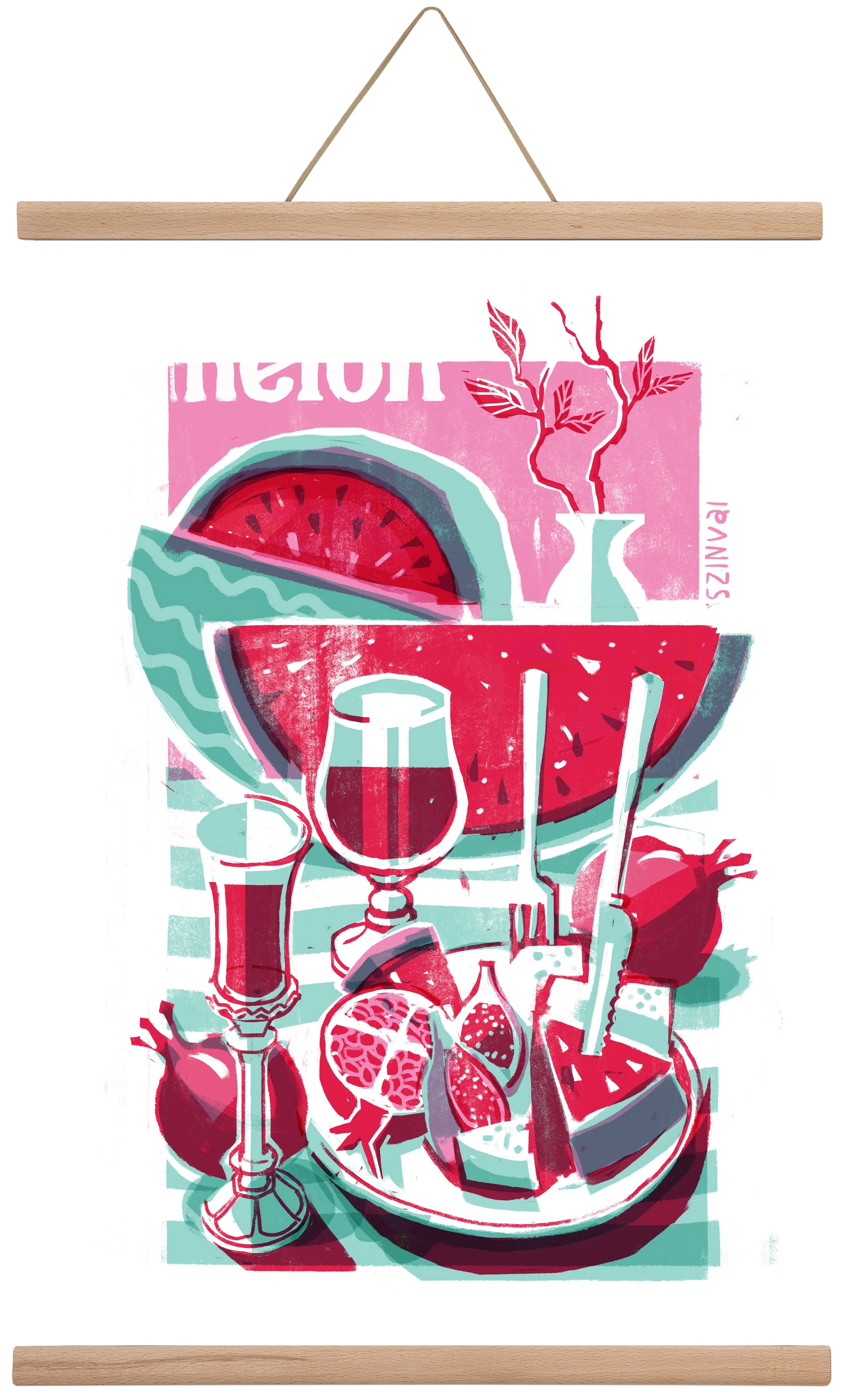 Watermelon, 40x60 cm (40x60 cm), Tölgy akasztó