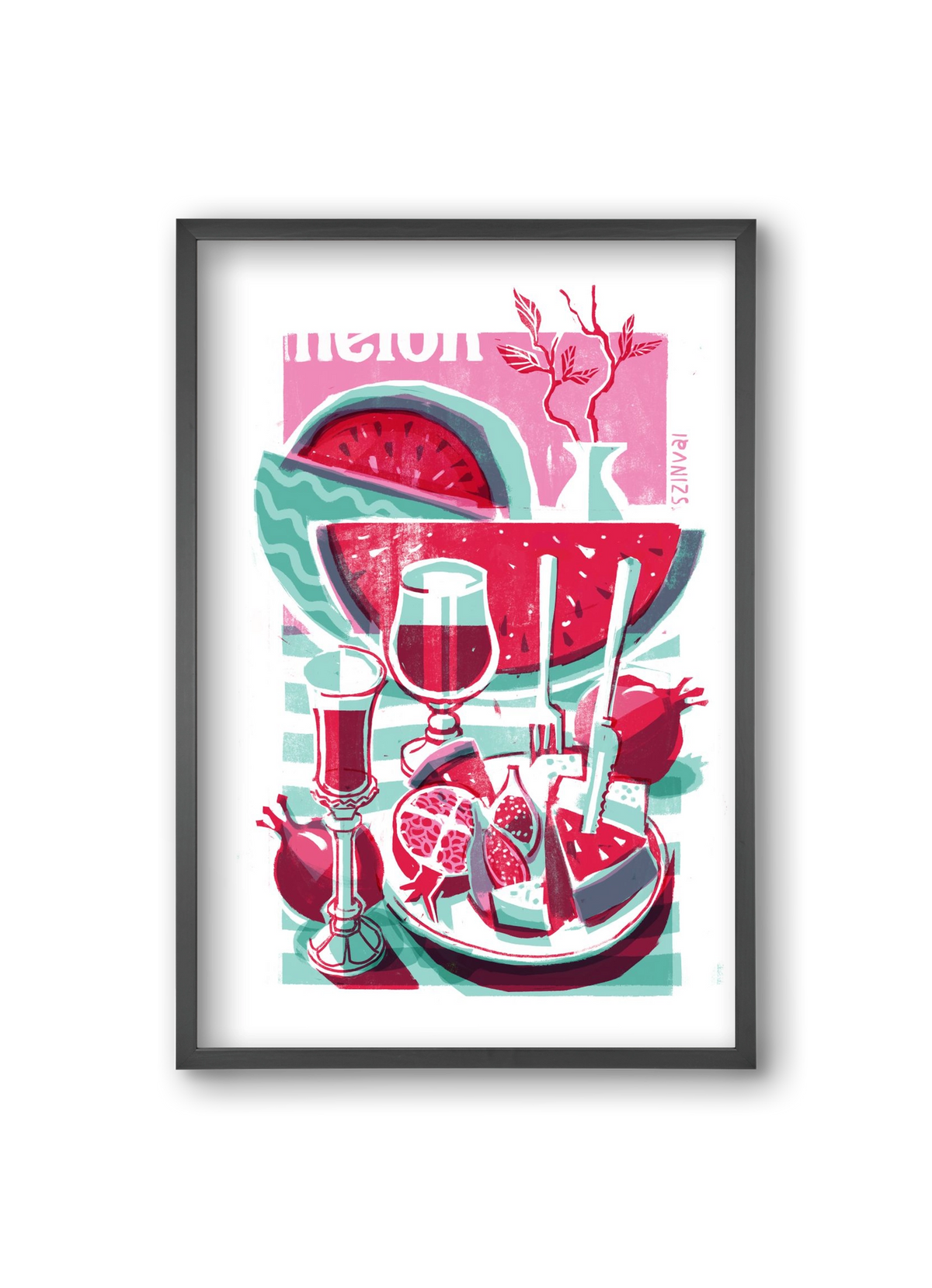 Watermelon, 20x30 cm (20x30 cm), Fekete keret