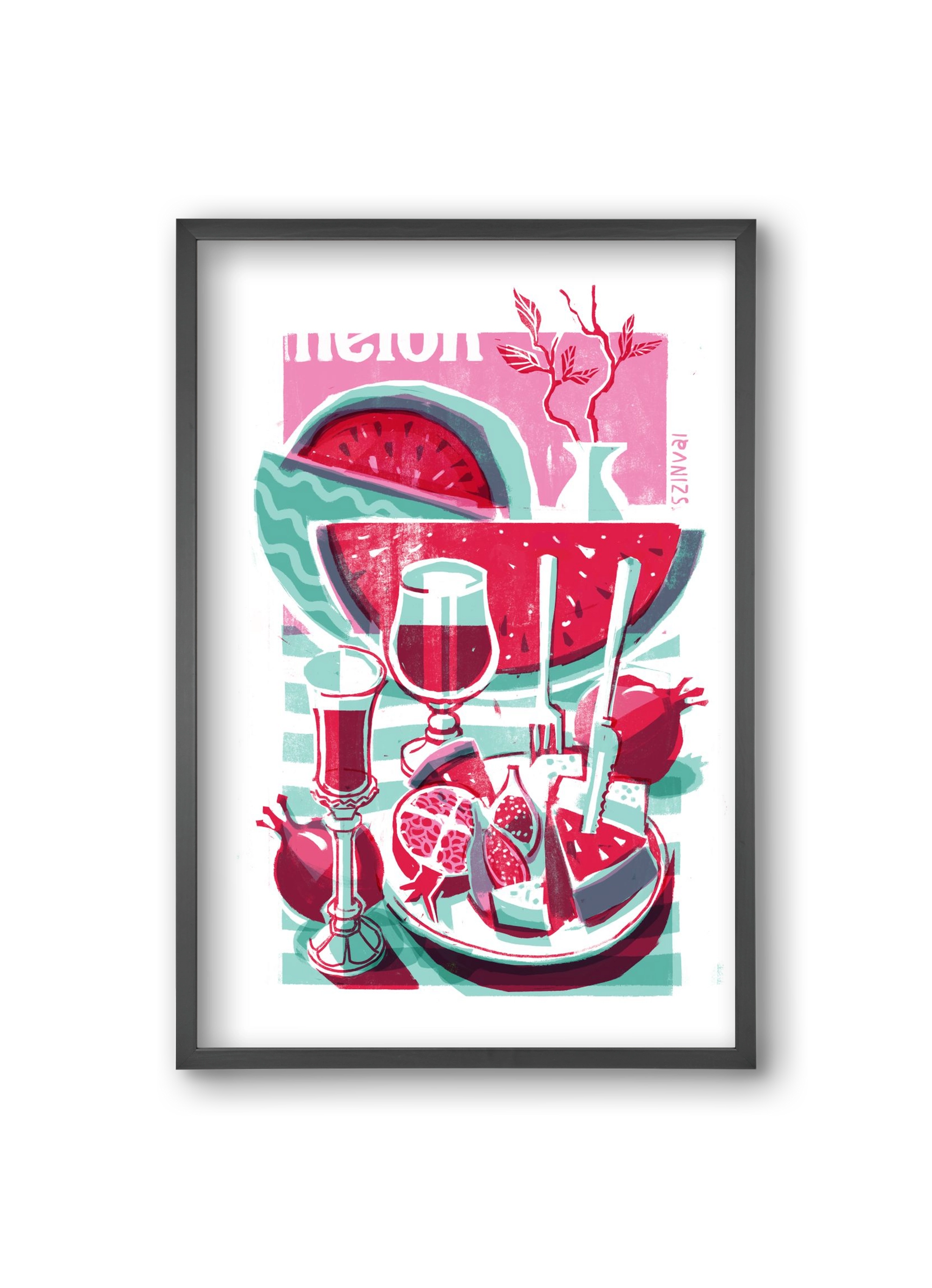 Watermelon, 20x30 cm (20x30 cm), Fekete keret