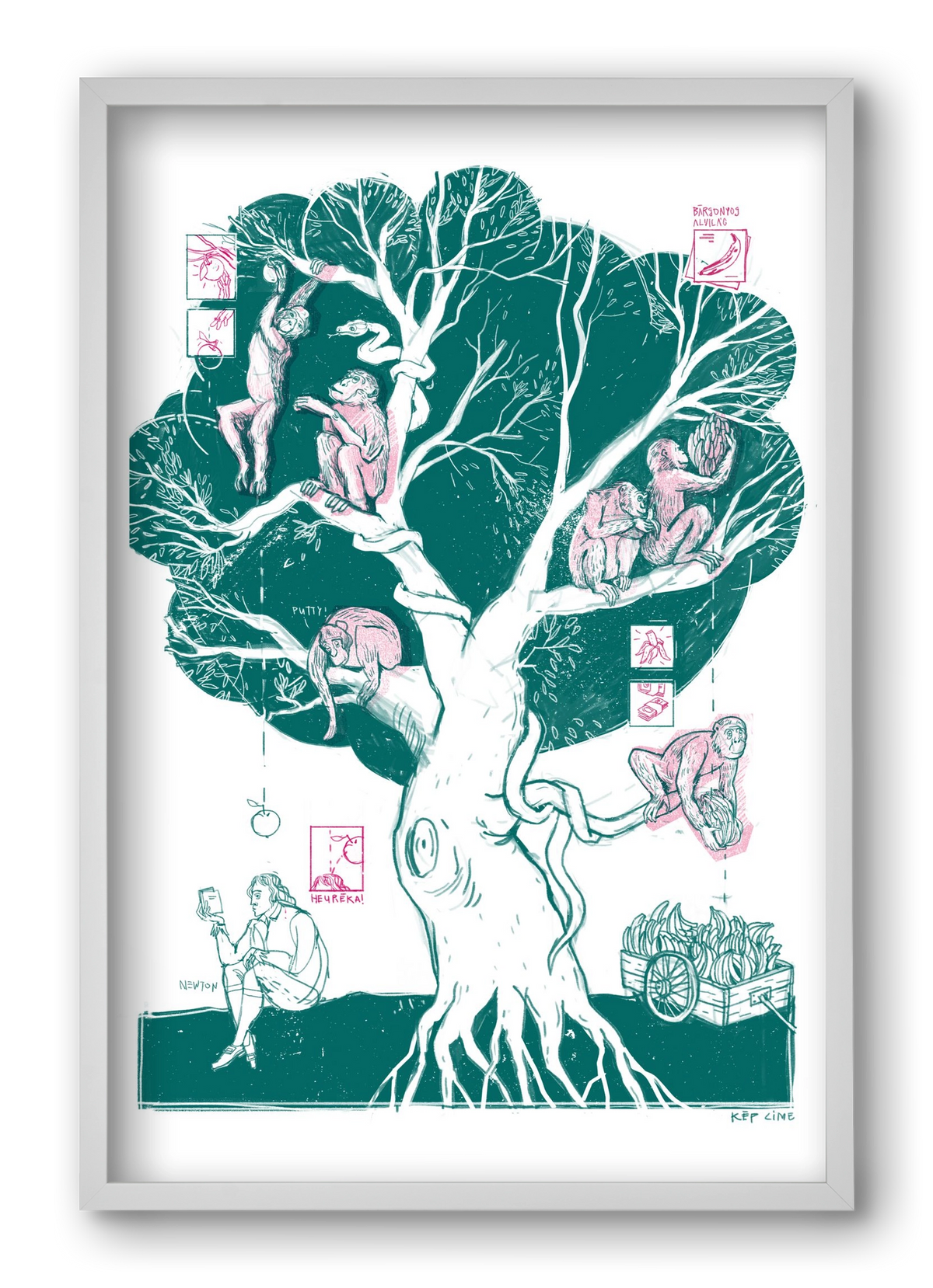 The genesis of monkeys, 40x60 cm (40x60 cm), Fehér keret