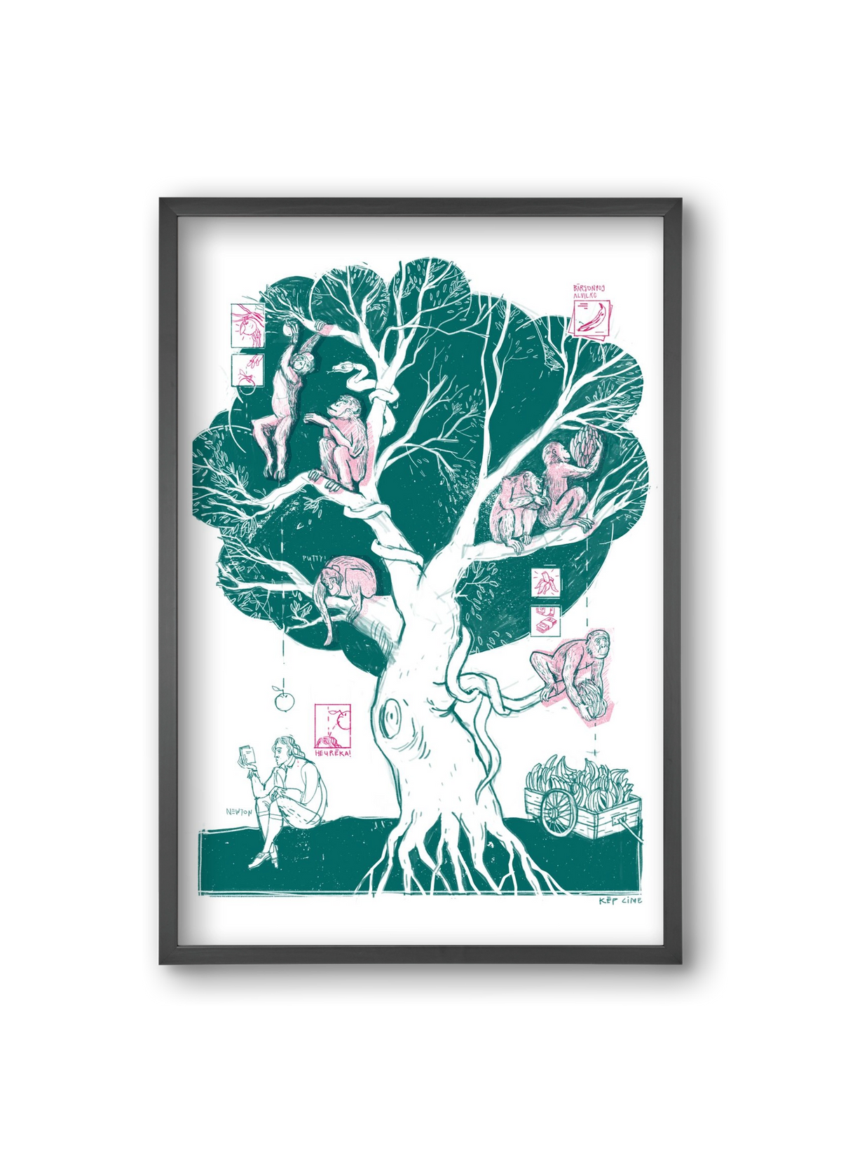 The genesis of monkeys, 20x30 cm (20x30 cm), Fekete keret