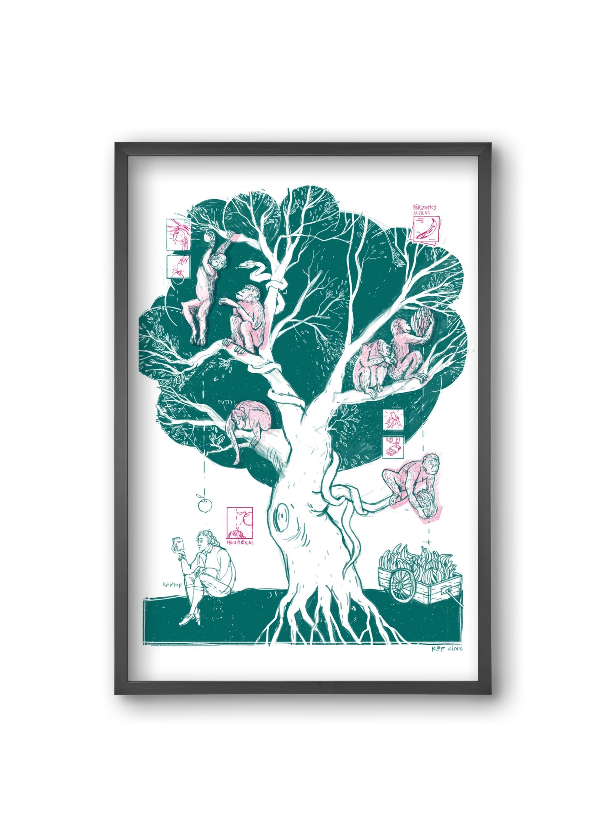 The genesis of monkeys, 20x30 cm (20x30 cm), Fekete keret