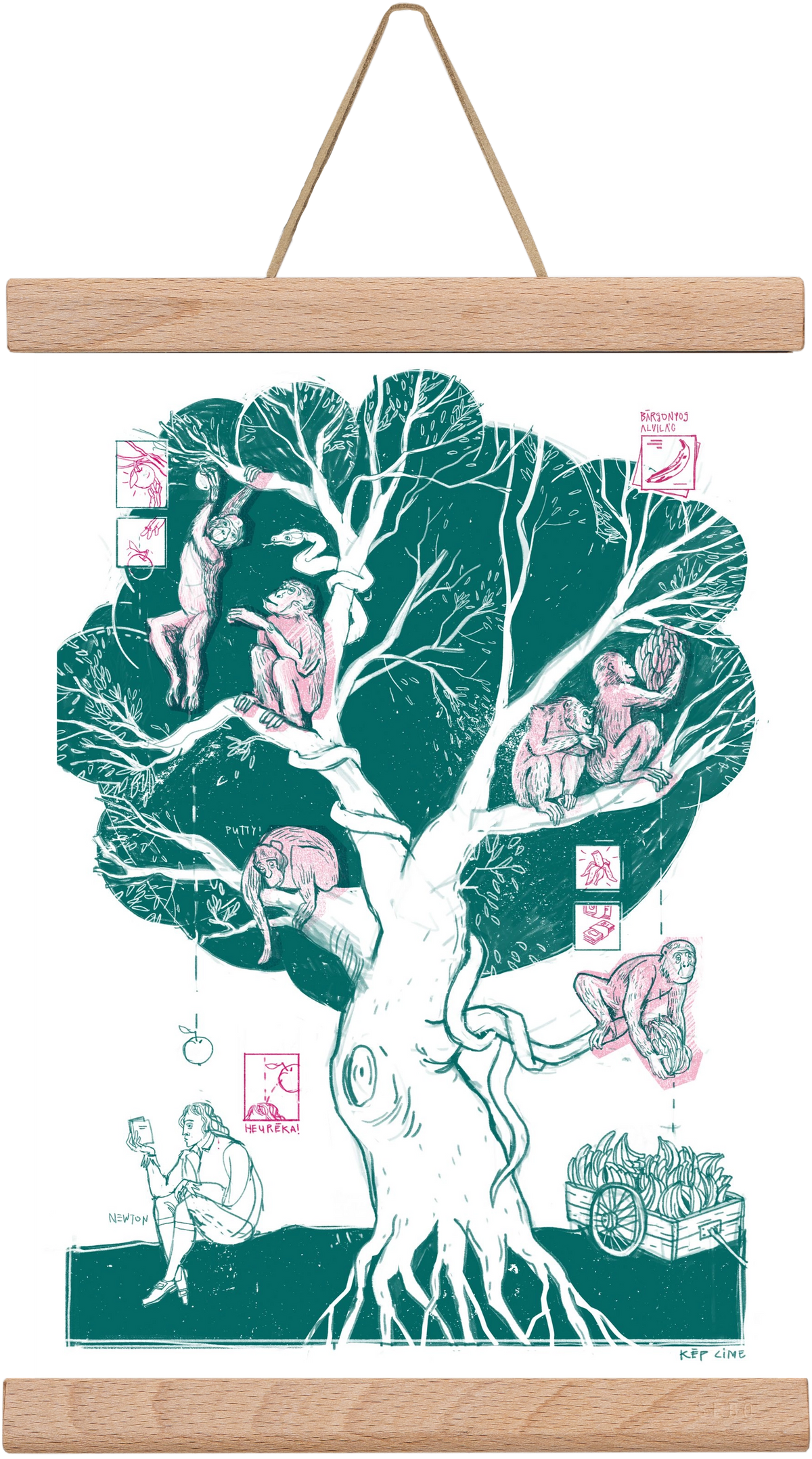 The genesis of monkeys, 20x30 cm (20x30 cm), Tölgy akasztó