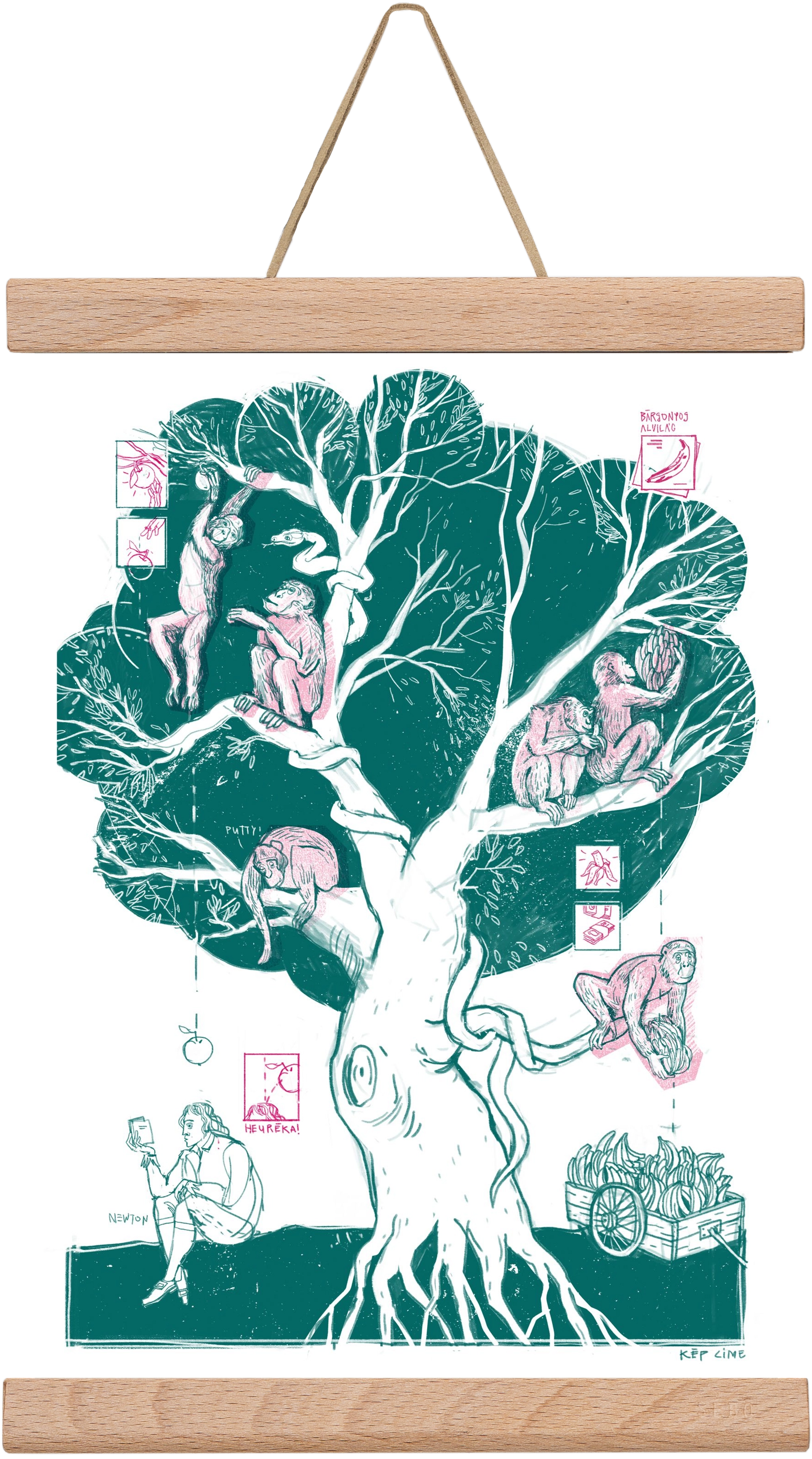 The genesis of monkeys, 20x30 cm (20x30 cm), Tölgy akasztó