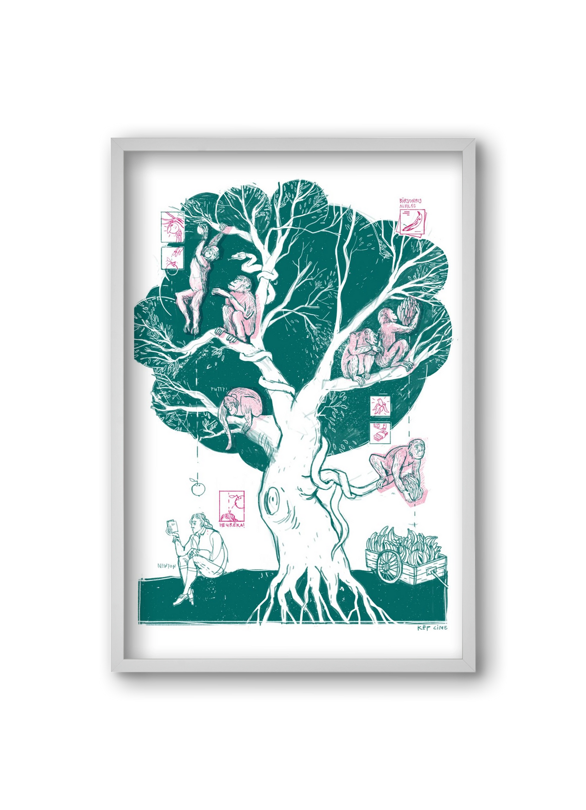 The genesis of monkeys, 20x30 cm (20x30 cm), Fehér keret