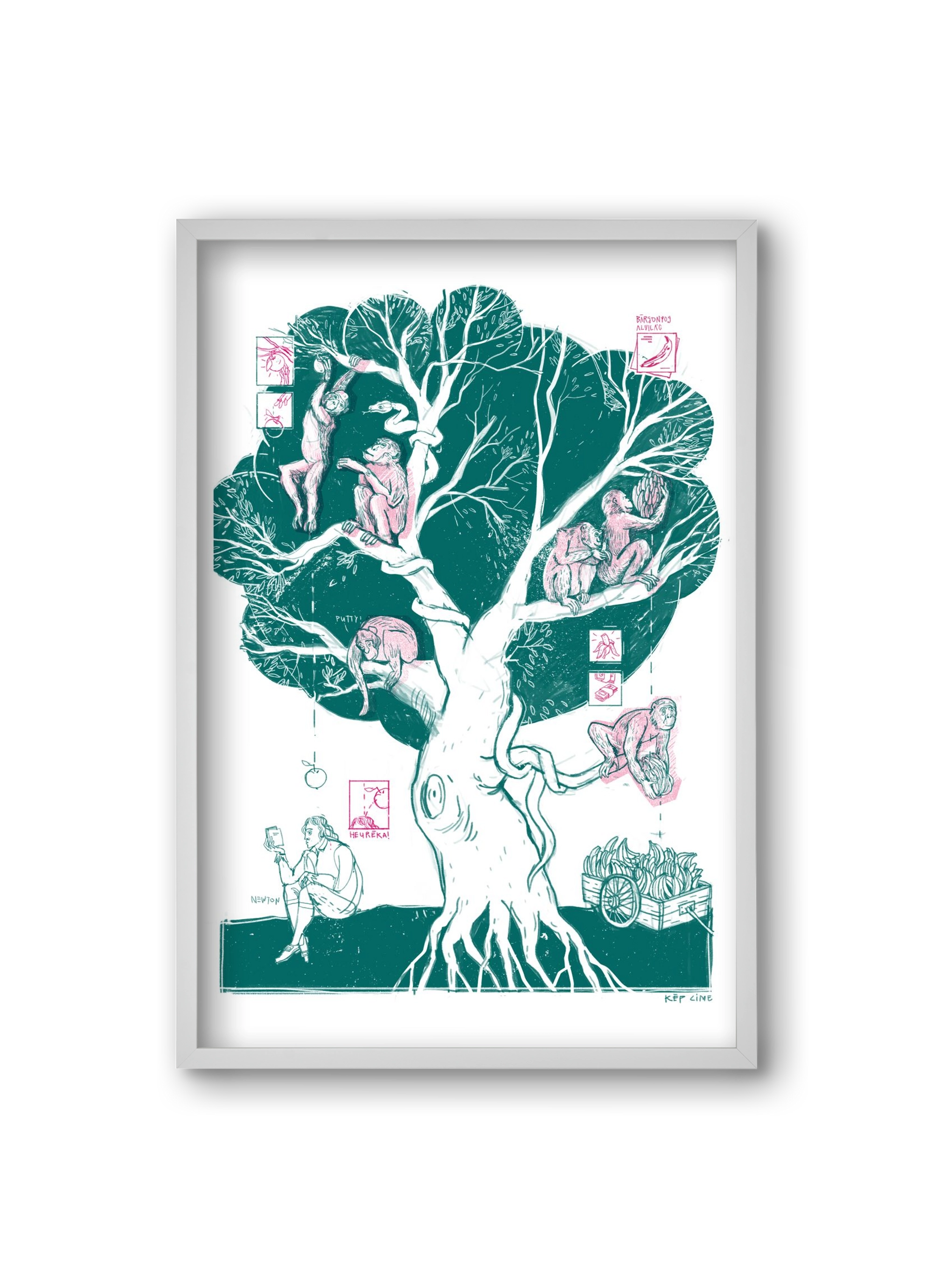 The genesis of monkeys, 20x30 cm (20x30 cm), Fehér keret