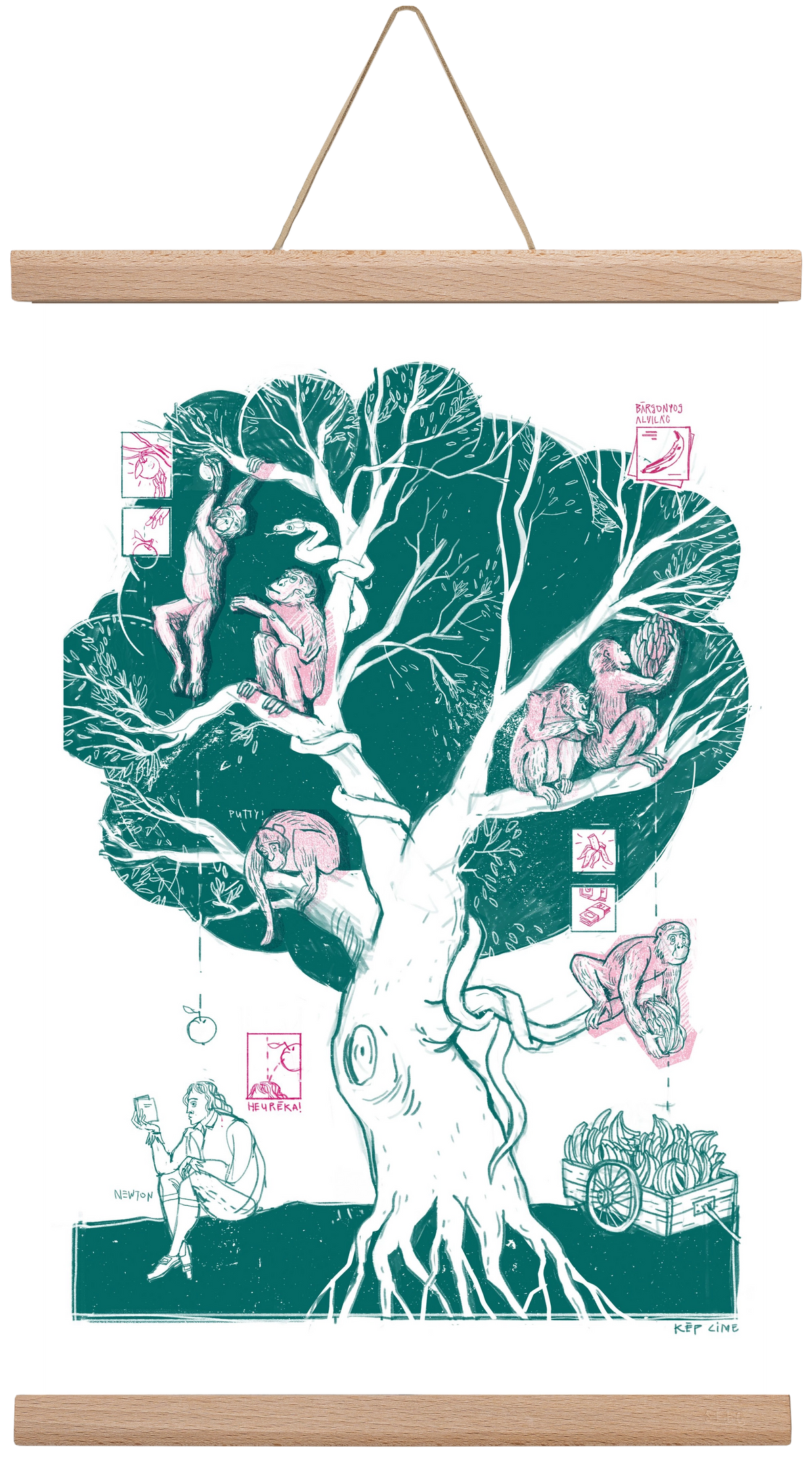 The genesis of monkeys, 30x45 cm (30x45 cm), Tölgy akasztó