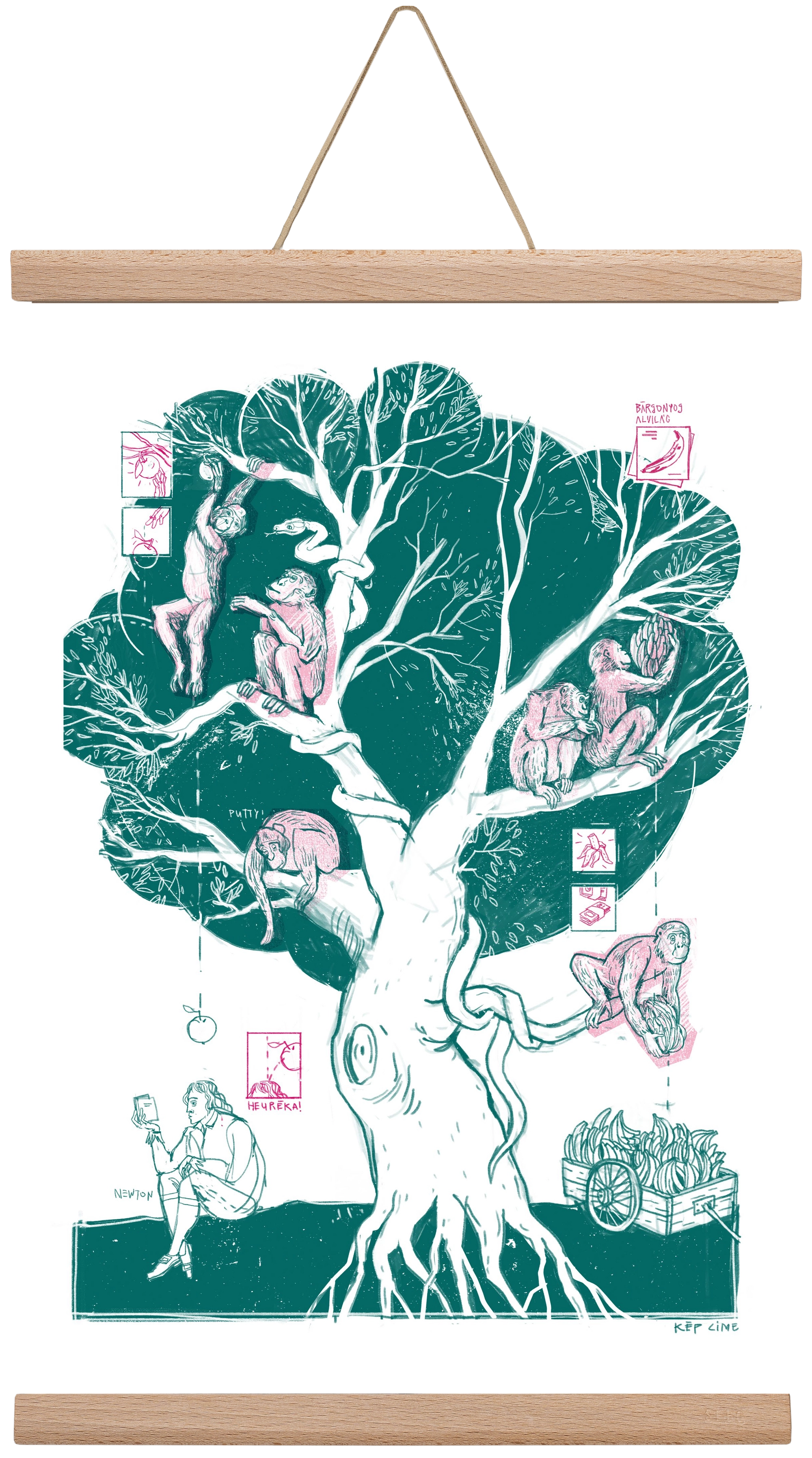 The genesis of monkeys, 30x45 cm (30x45 cm), Tölgy akasztó