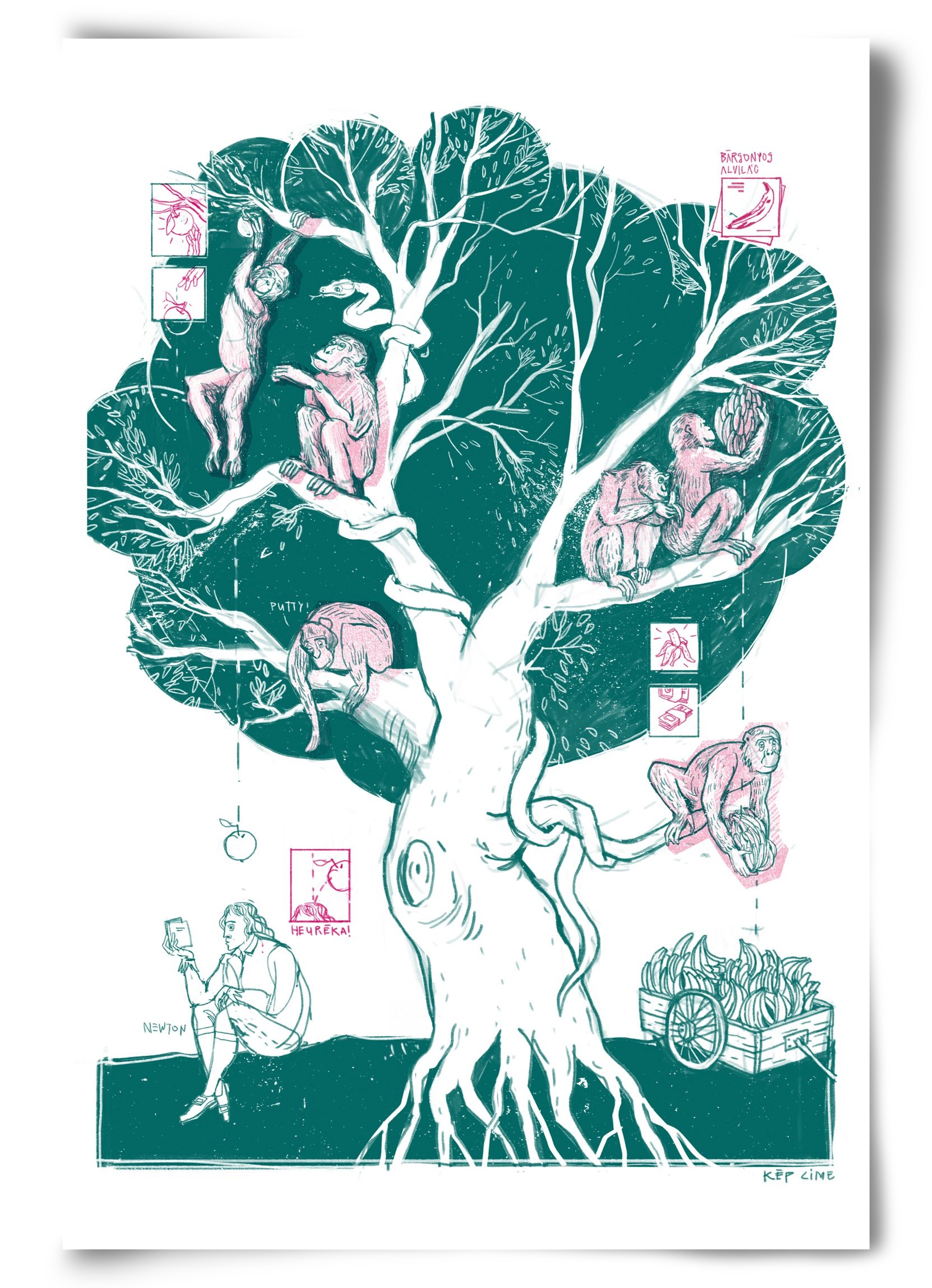 The genesis of monkeys, 60x90 cm, Keret nélkül