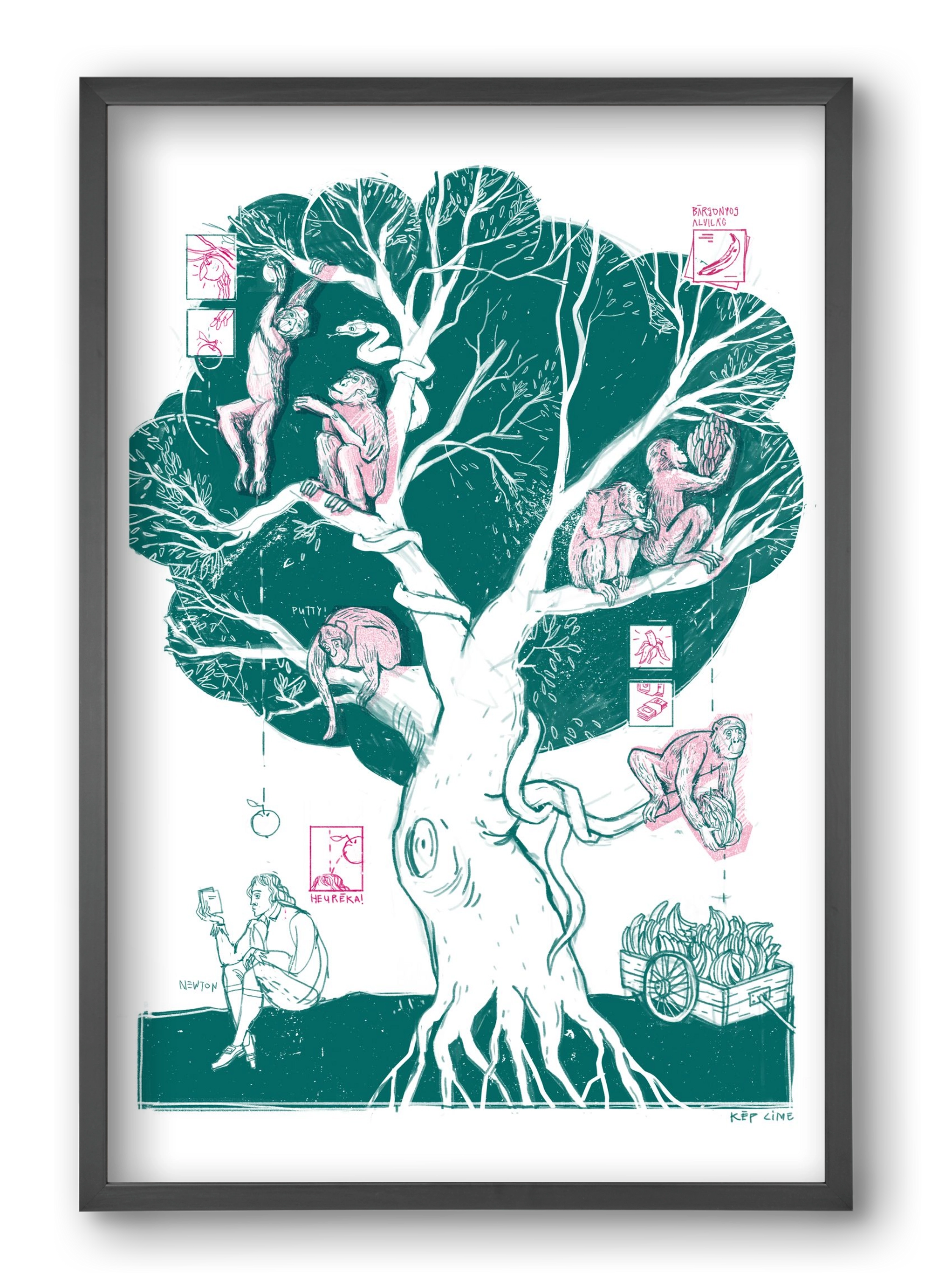 The genesis of monkeys, 40x60 cm (40x60 cm), Fekete keret