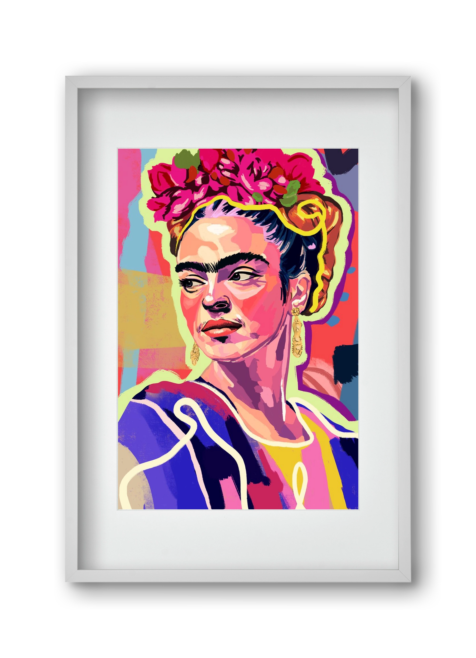 Frida, 30x45 cm (20x30 cm), Fehér keret, paszpartuval