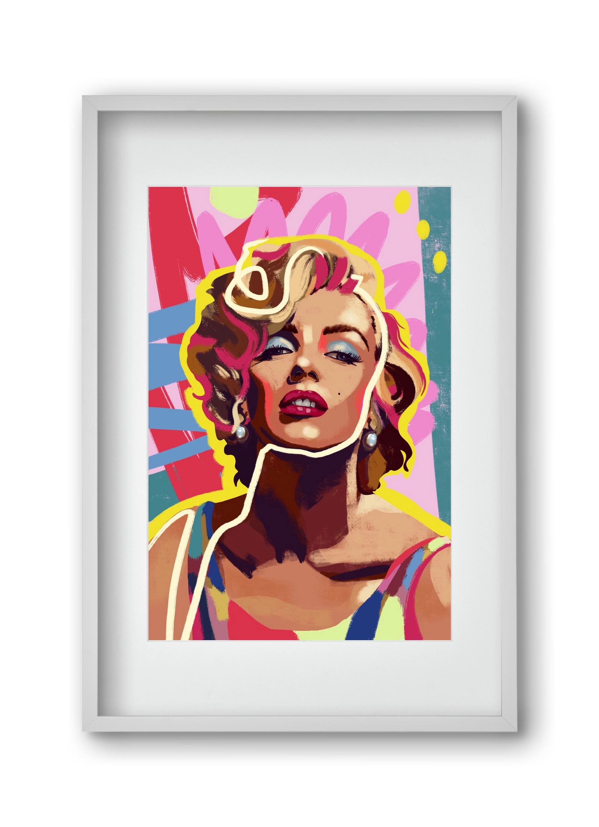 Marilyn, 30x45 cm (20x30 cm), Fehér keret, paszpartuval