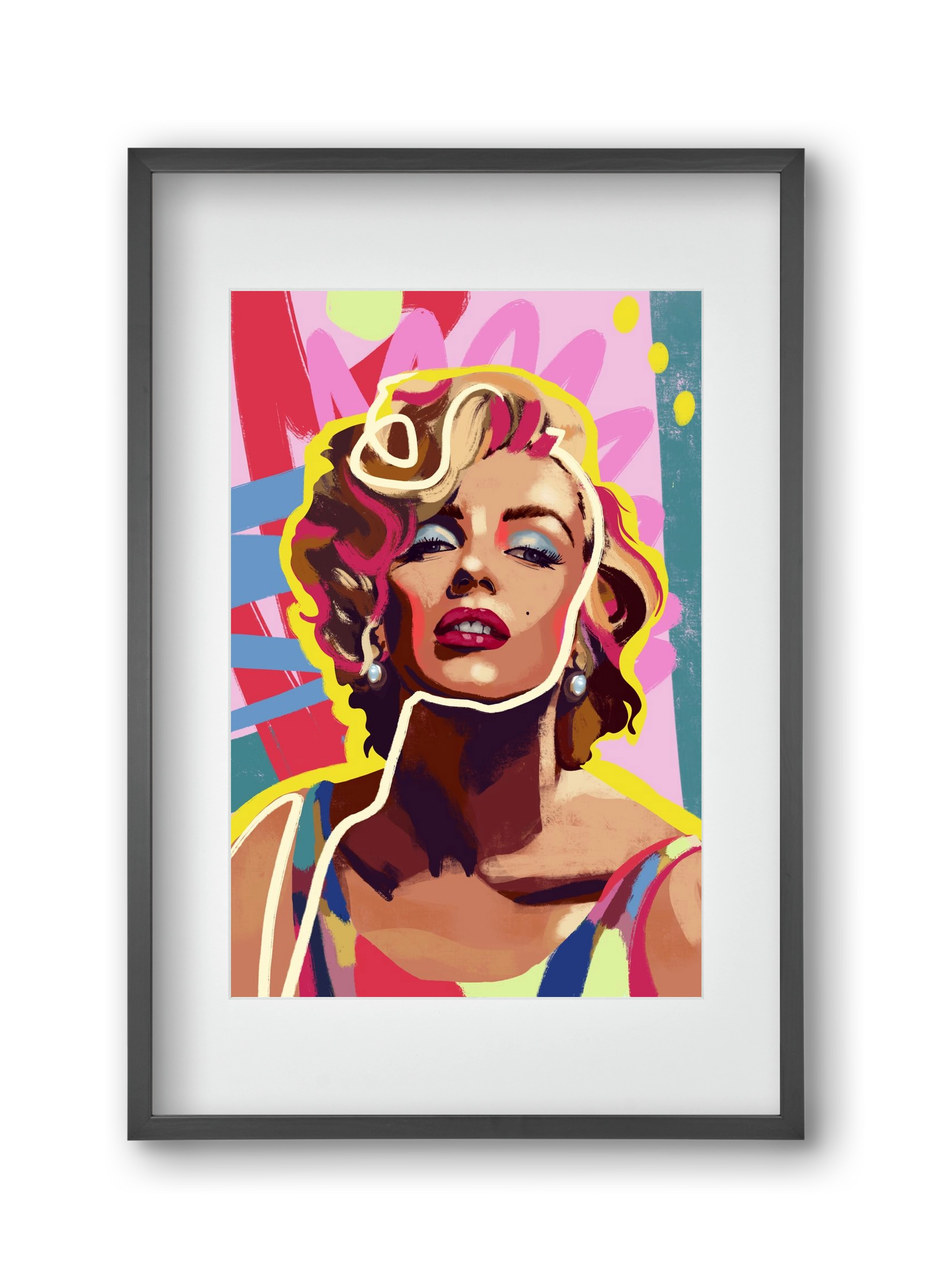 Marilyn, 30x45 cm (20x30 cm), Fekete keret, paszpartuval