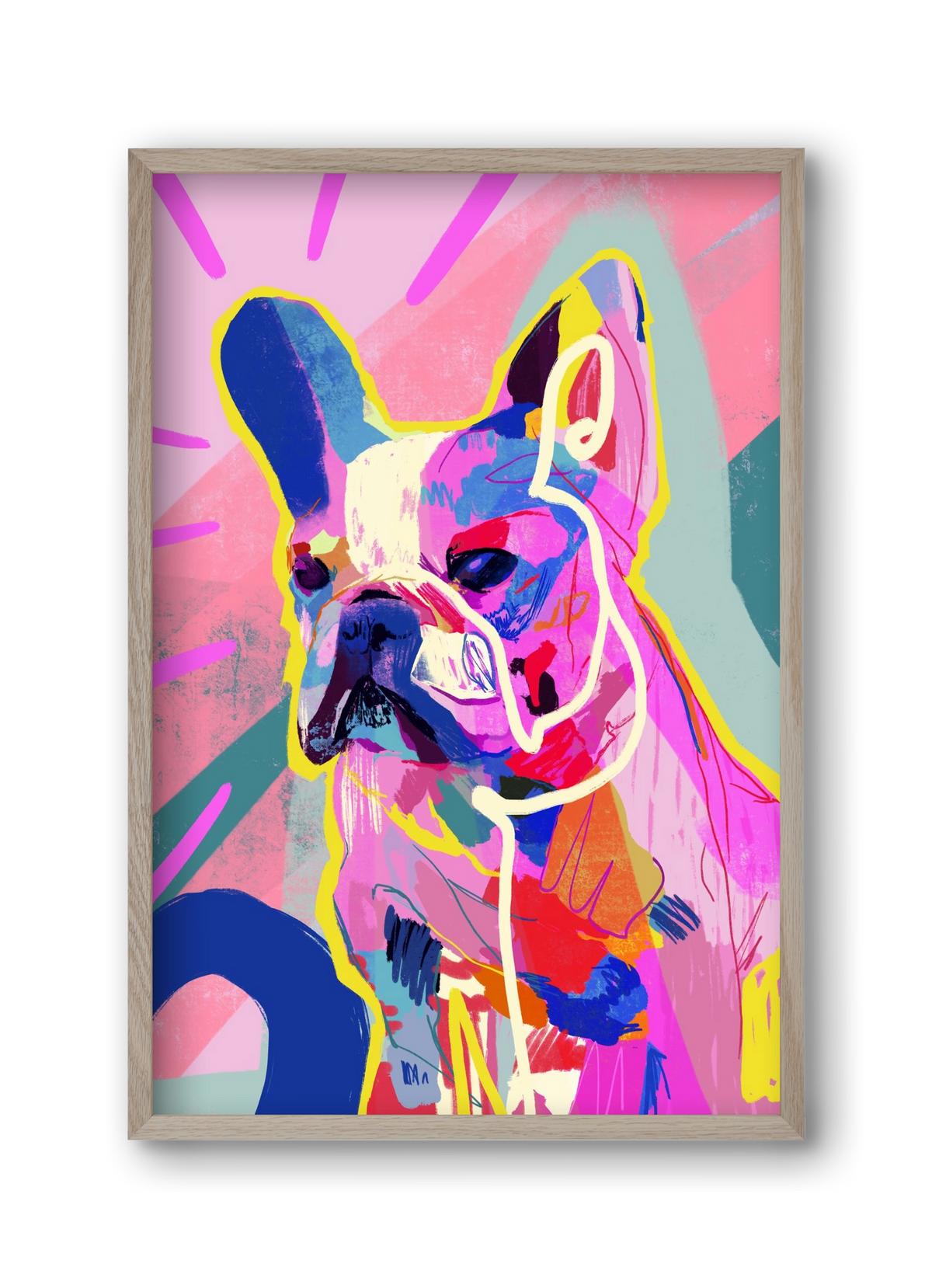 Frenchie, 30x45 cm (30x45 cm), Tölgy keret