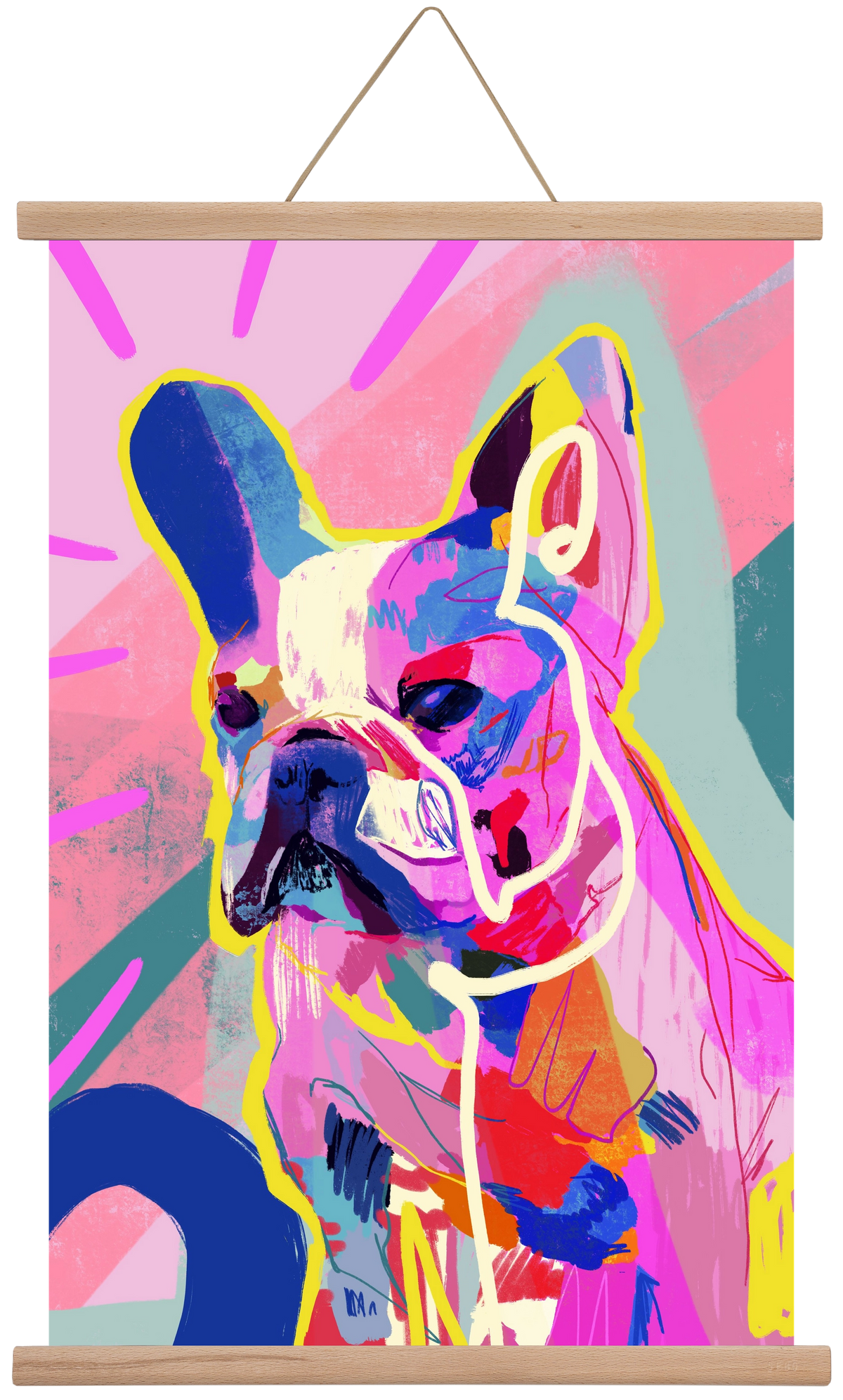 Frenchie, 40x60 cm (40x60 cm), Tölgy akasztó