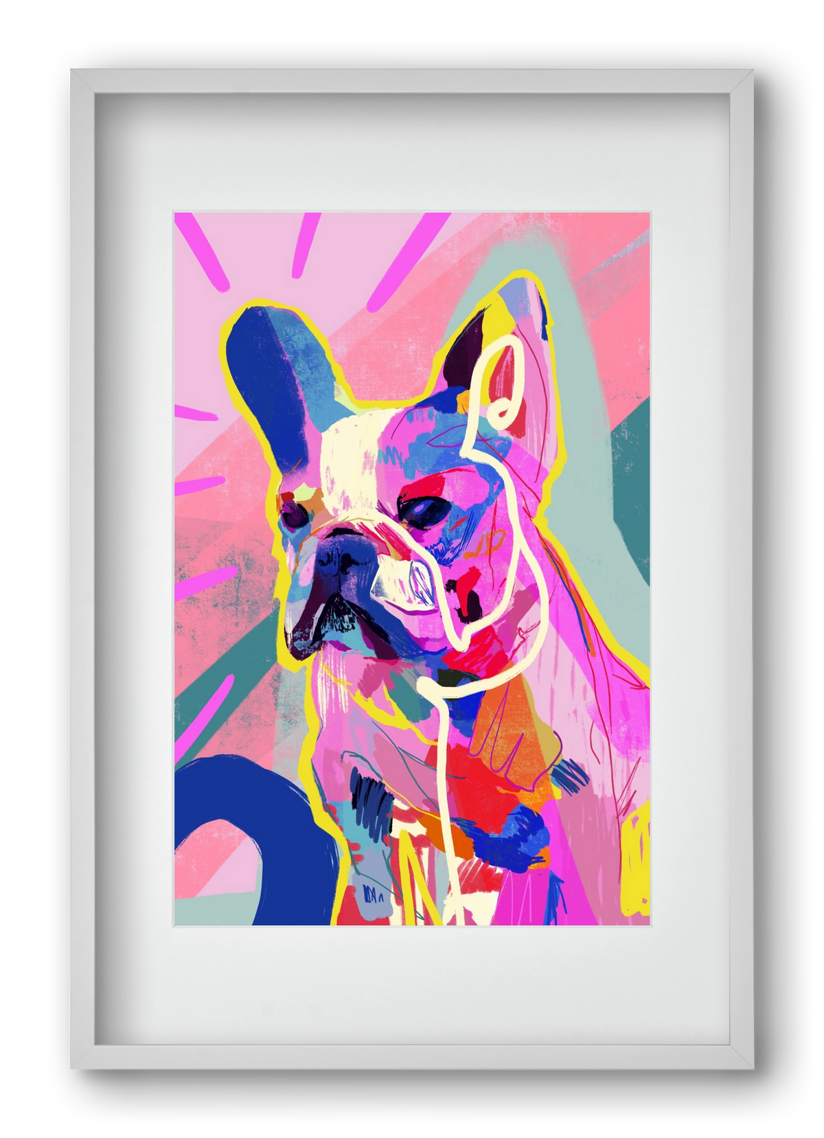 Frenchie, 40x60 cm (30x45 cm), Fehér keret, paszpartuval